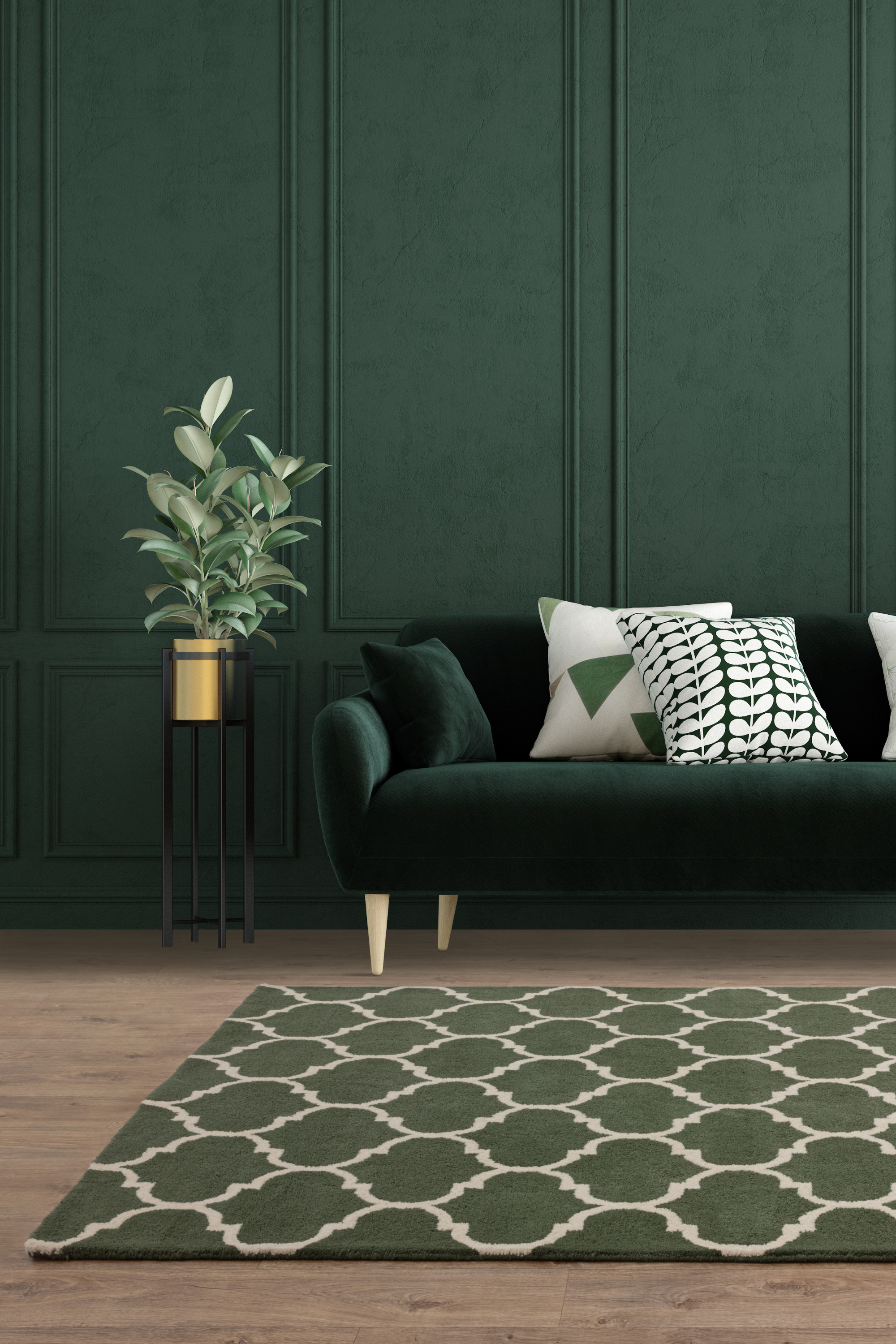 Albany Geometric Ogee Green Rug