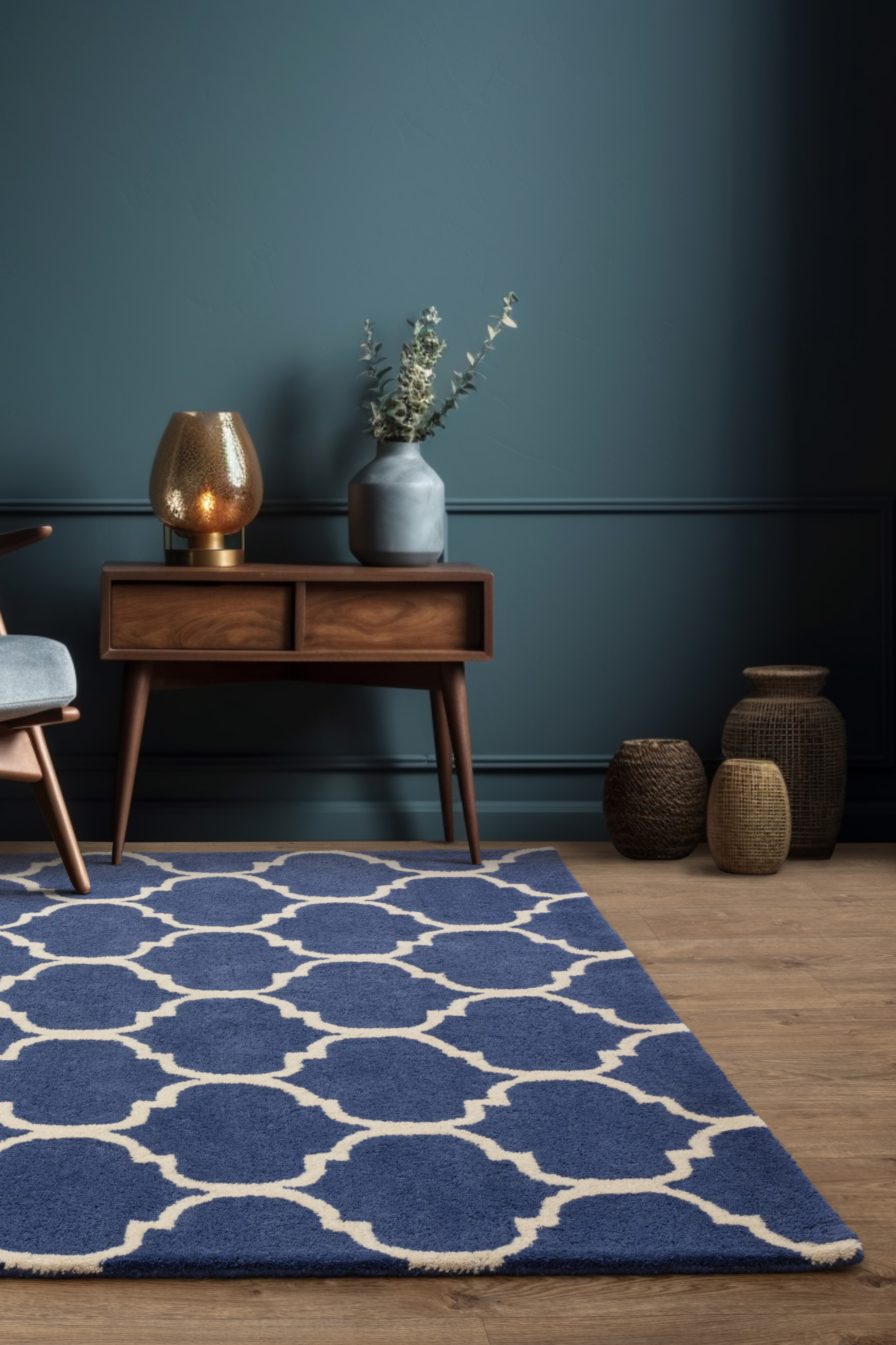 Albany Geometric Ogee Blue Rug