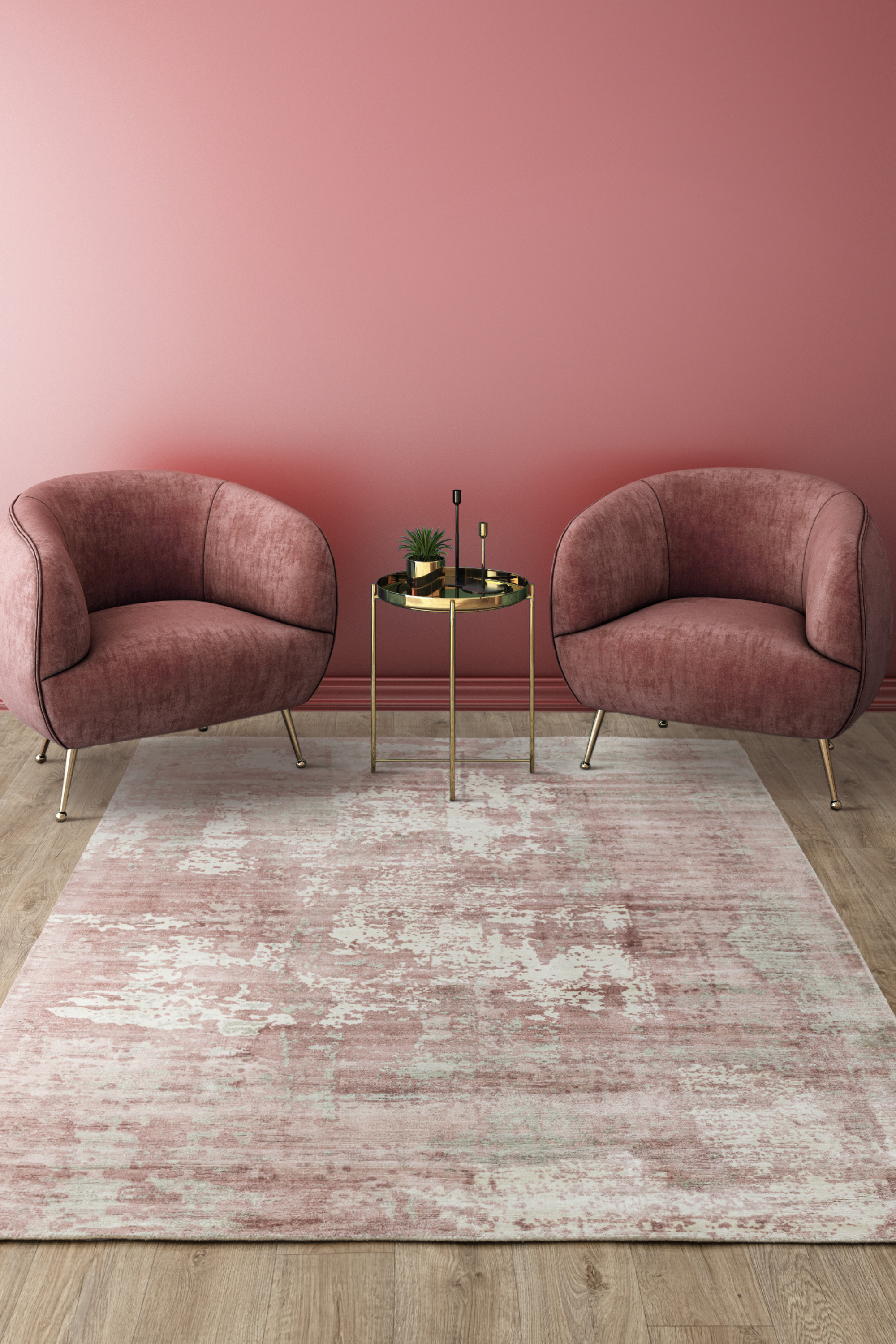 Gatsby Blush Pink Abstract Tonal Rug