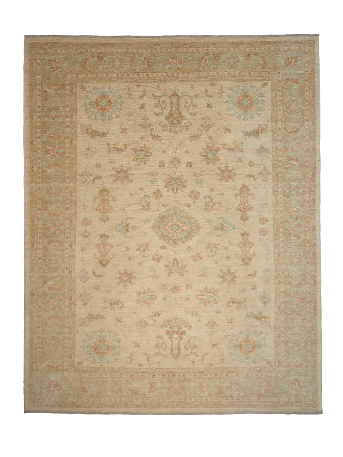 Authentic oriental rug with delicate floral pattern in beige