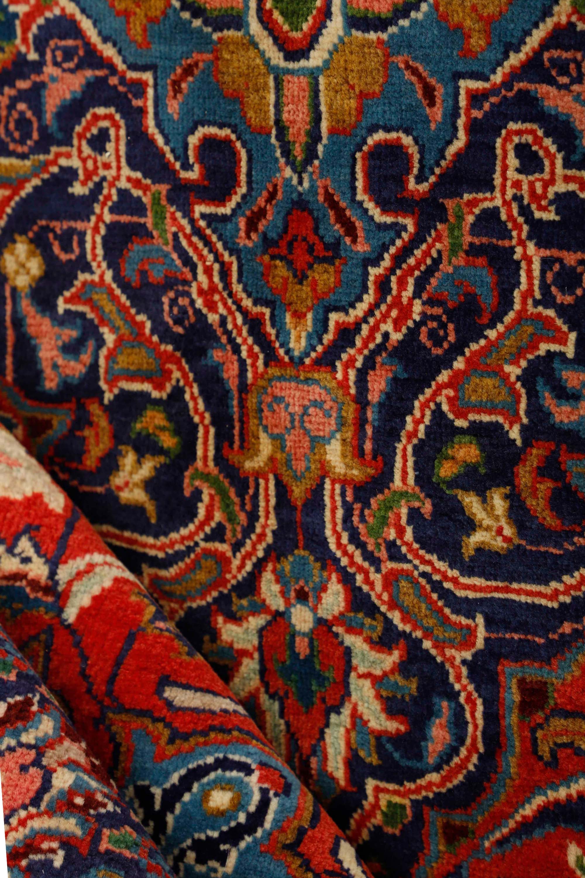 Traditional Multicolour Bordered Mahal Rug