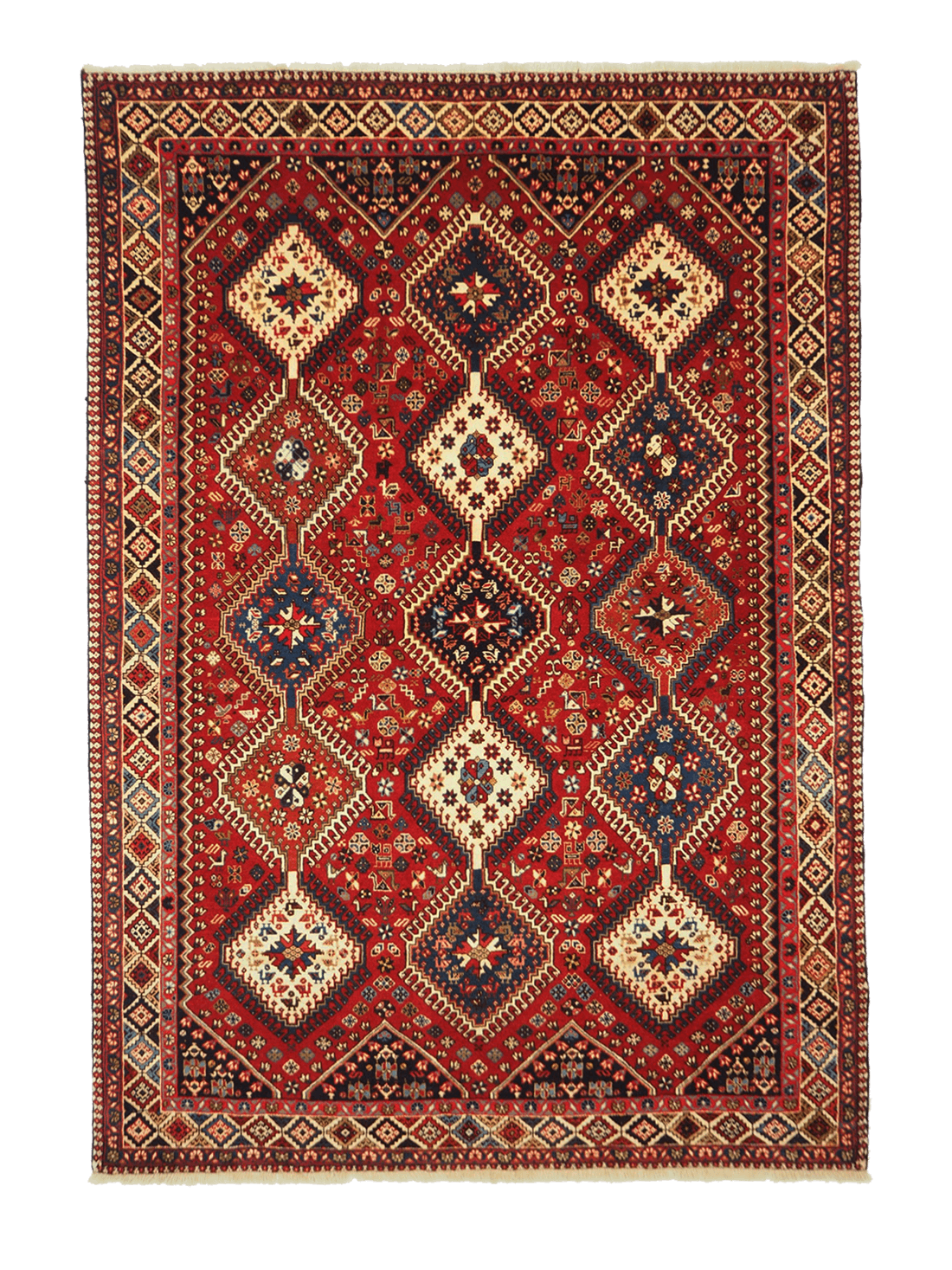 authentic multicolour persian rug with a traditional tile pattern