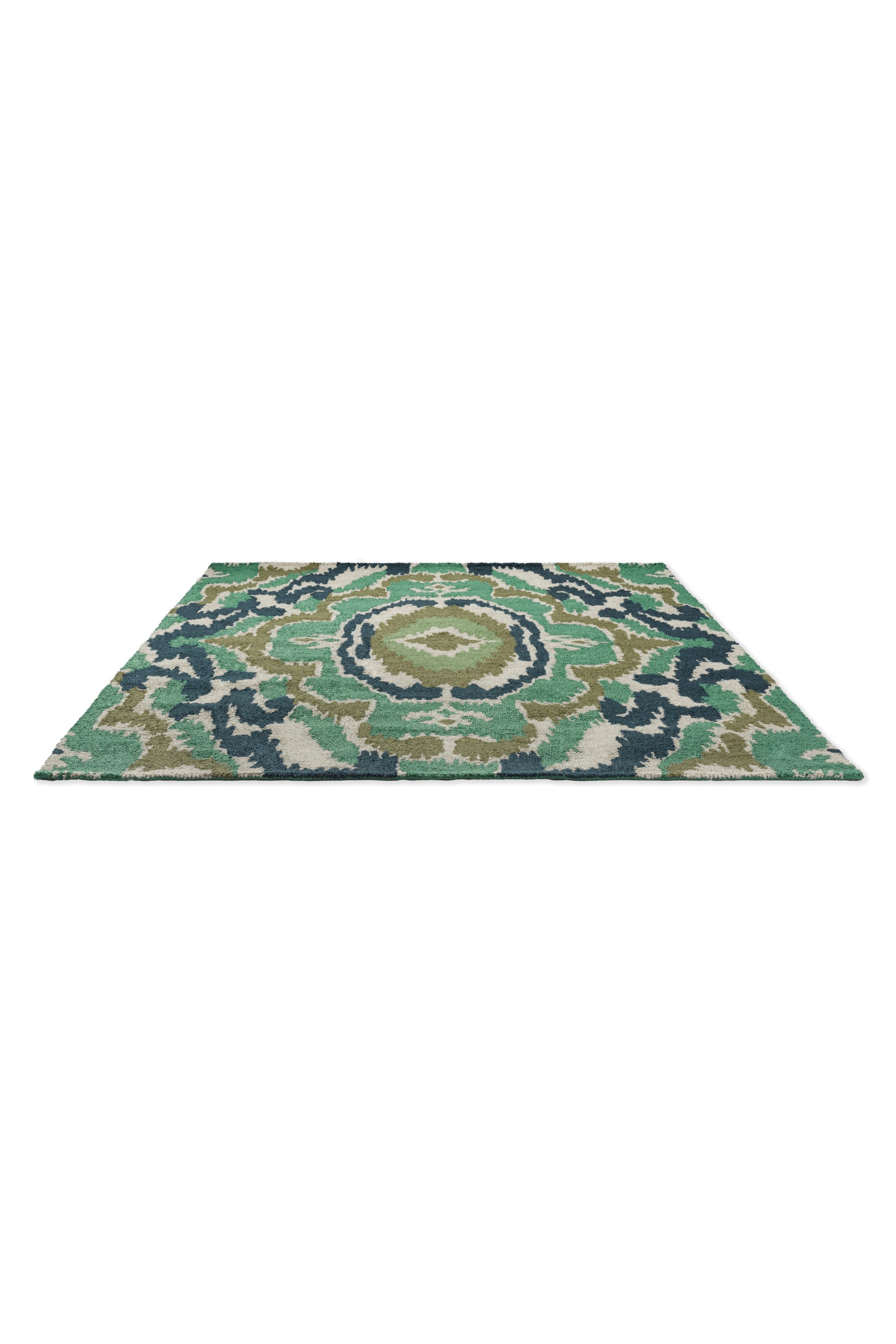 green, blue and navy abstract indoor/outdoor rug