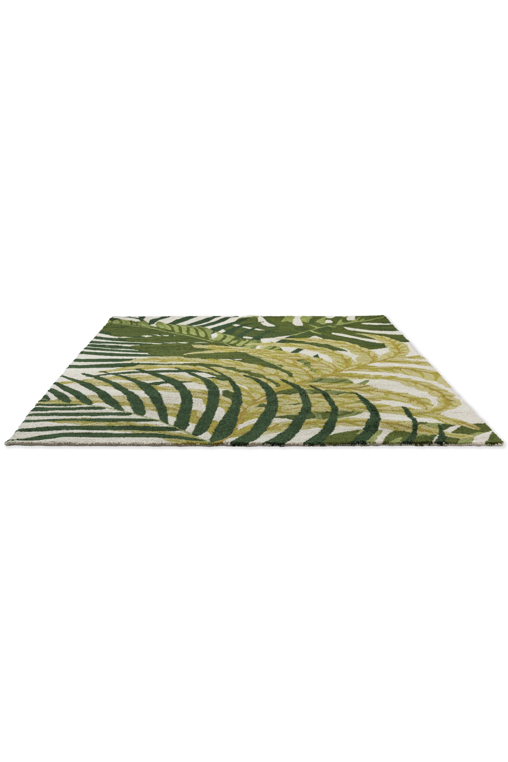 green indoor/outdoor rug with floral pattern