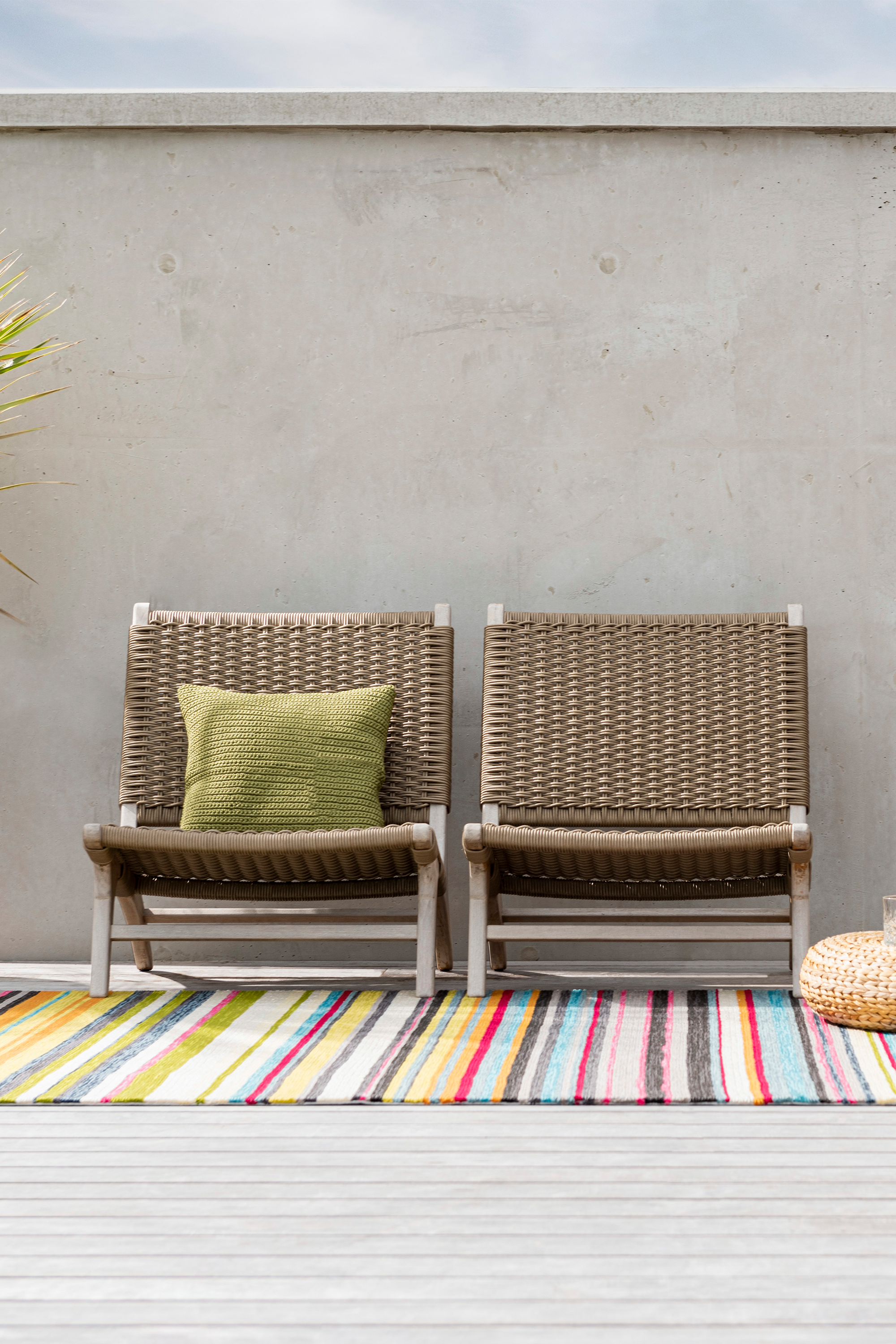 multicolour striped indoor/outdoor rug