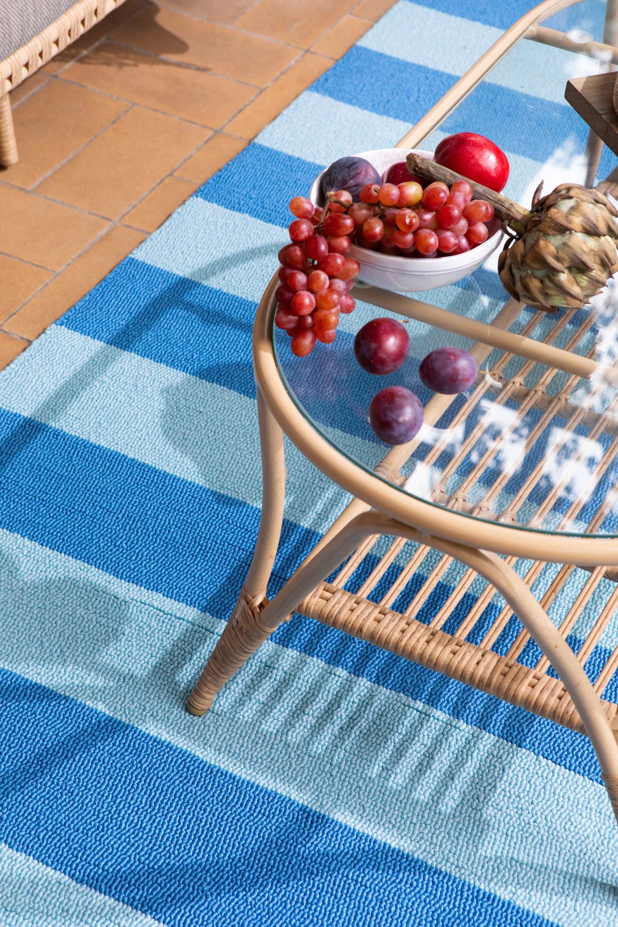 Modern Striped blue outdoor rug