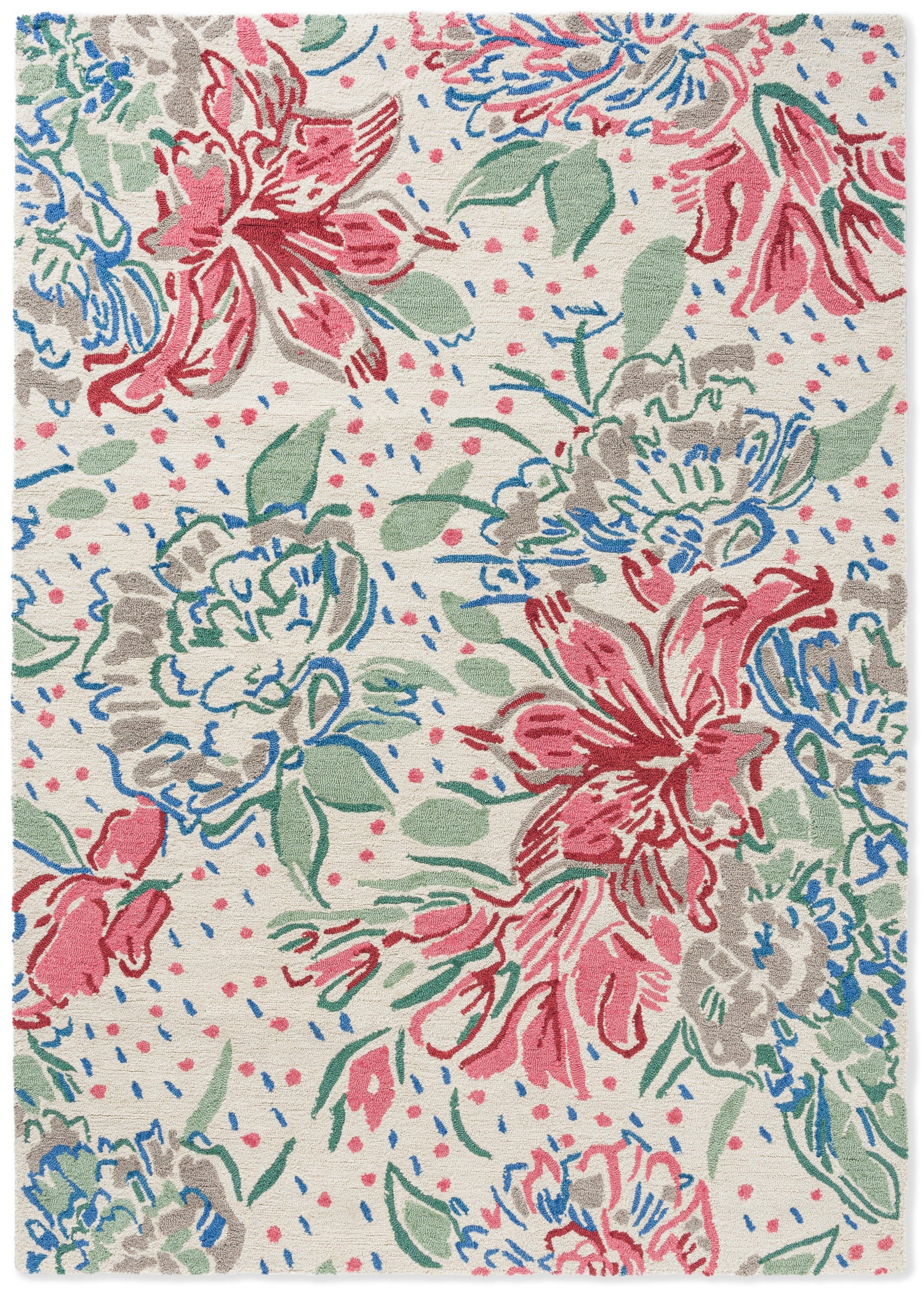 Multicolour floral polypropylene indoor/outdoor rug