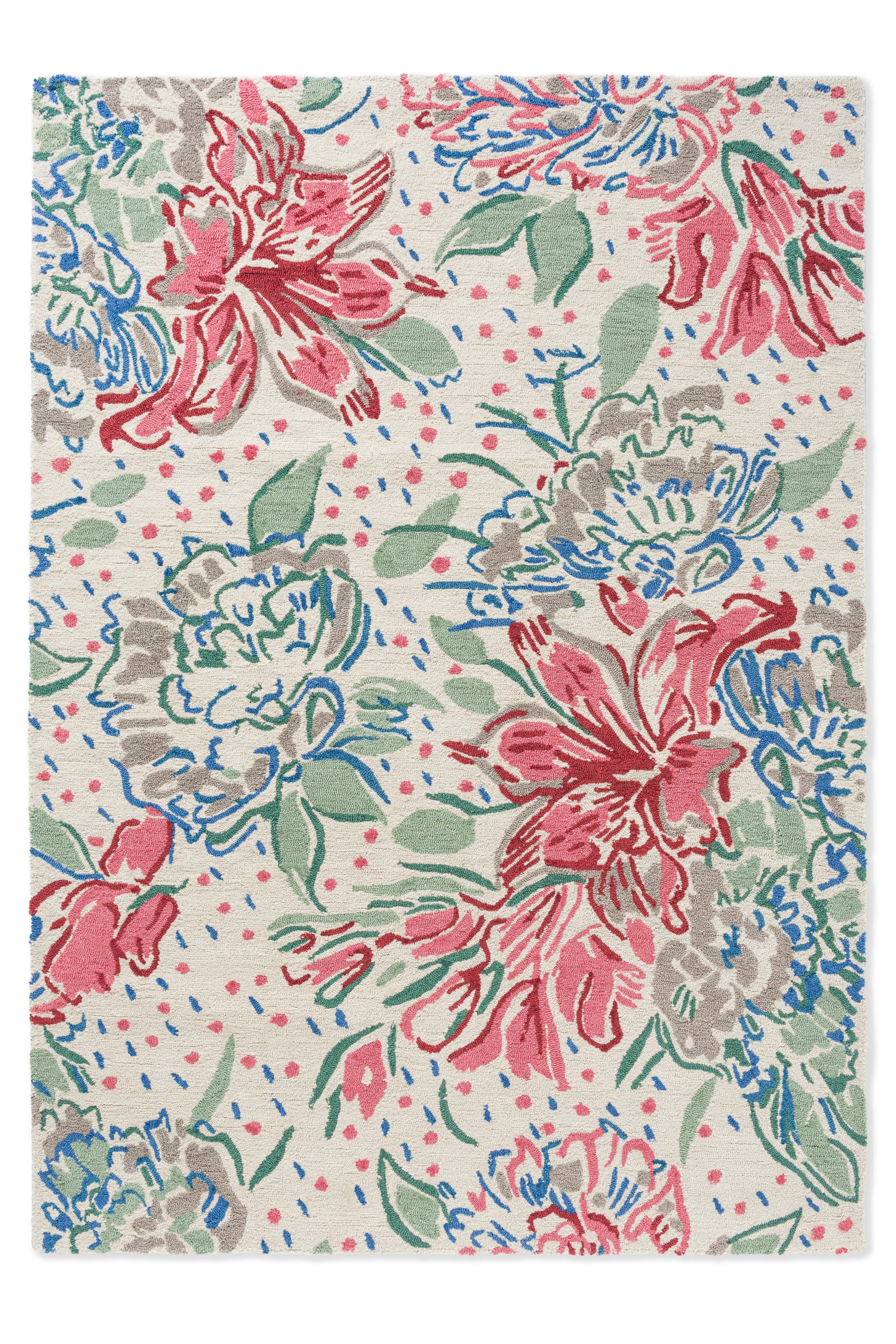 Multicolour floral polypropylene indoor/outdoor rug