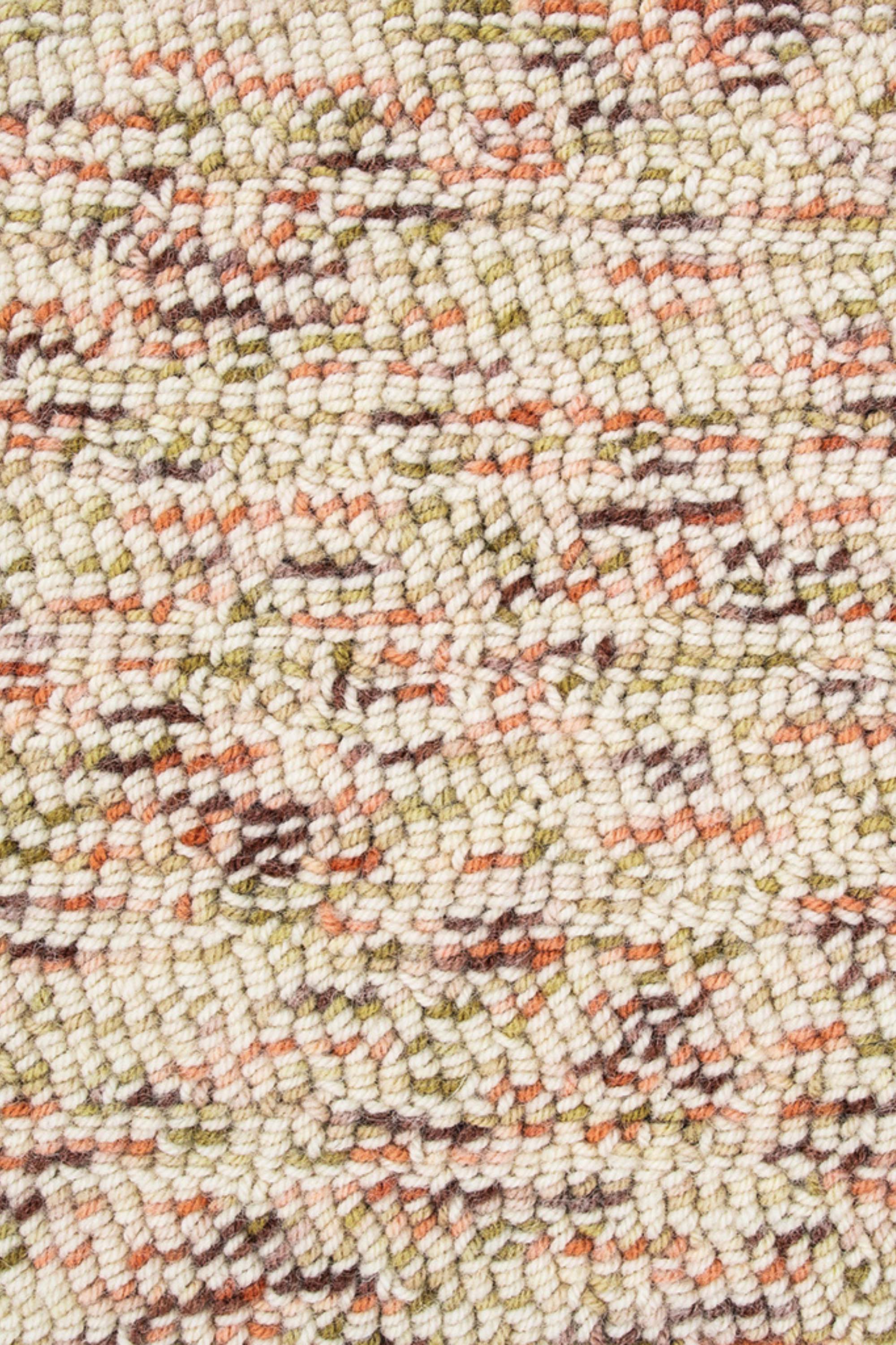 Plain flatweave rug with cream and multicolour pile