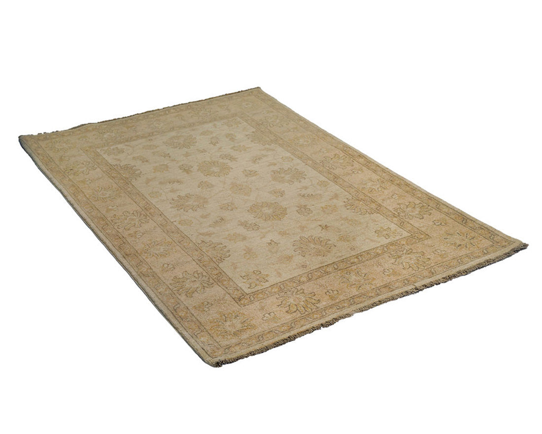 authentic oriental rug with delicate floral pattern in beige