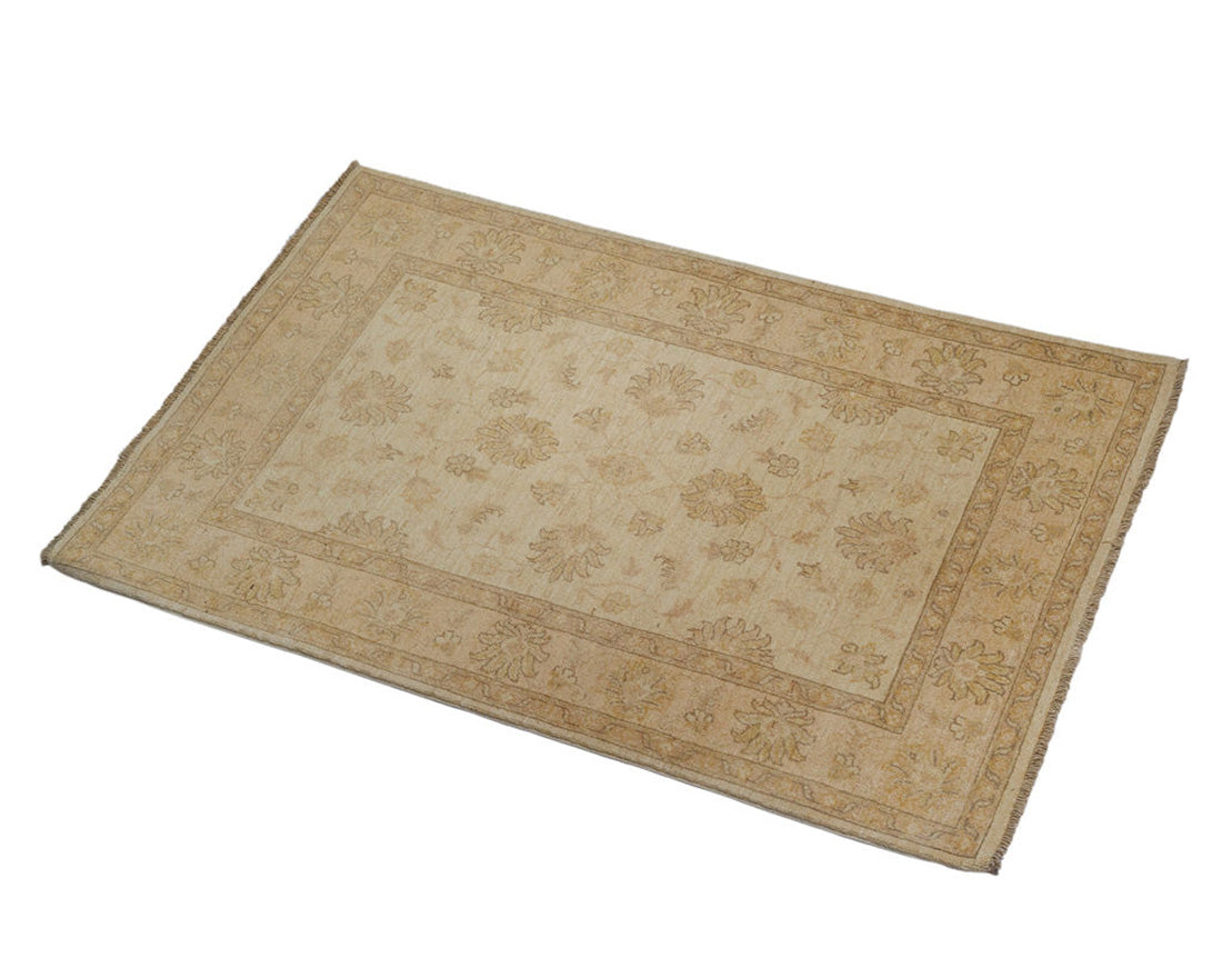 authentic oriental rug with delicate floral pattern in beige