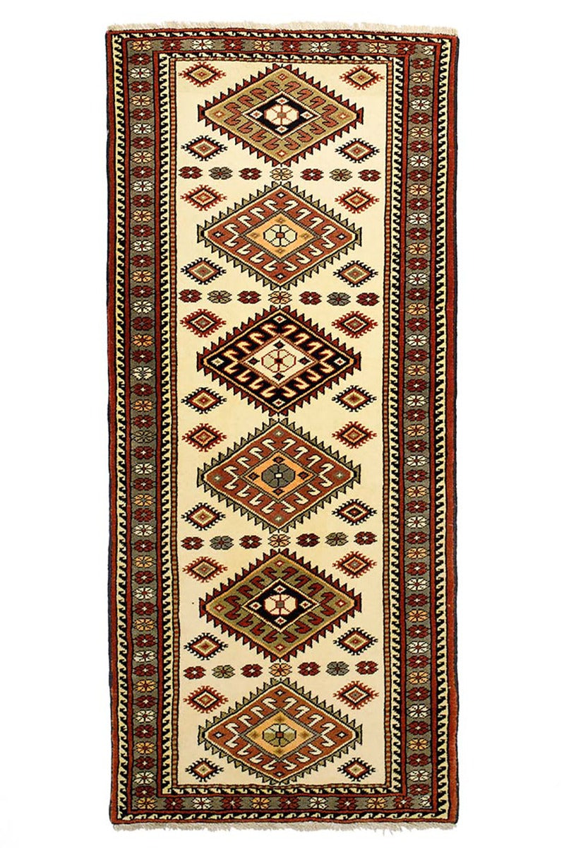 cream persian wool runner with traditional design
