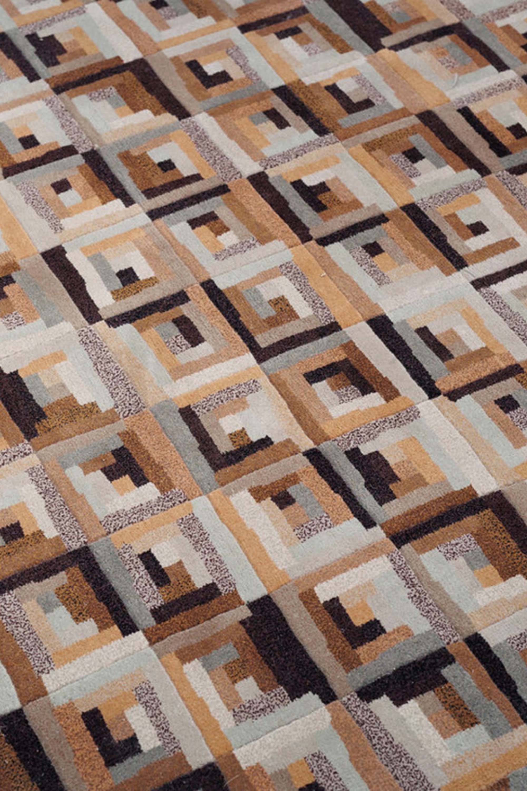 geometric multicolour luxury rug squares