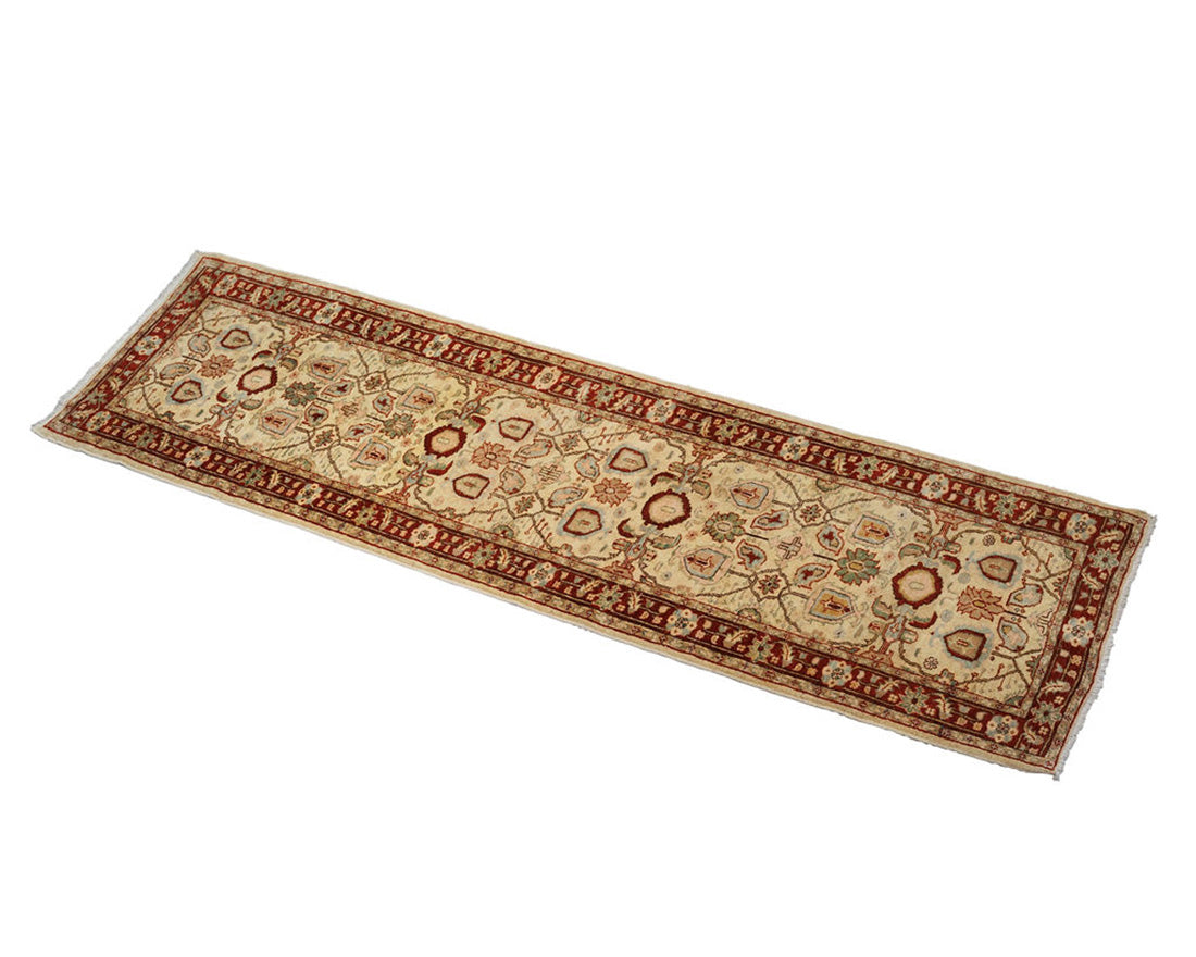 authentic oriental runner with delicate floral pattern in beige