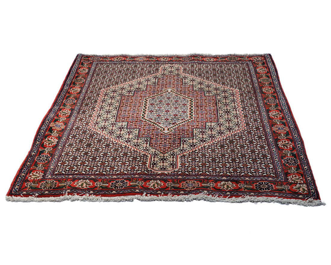 authentic persian rug with a traditional geometric design multicolour