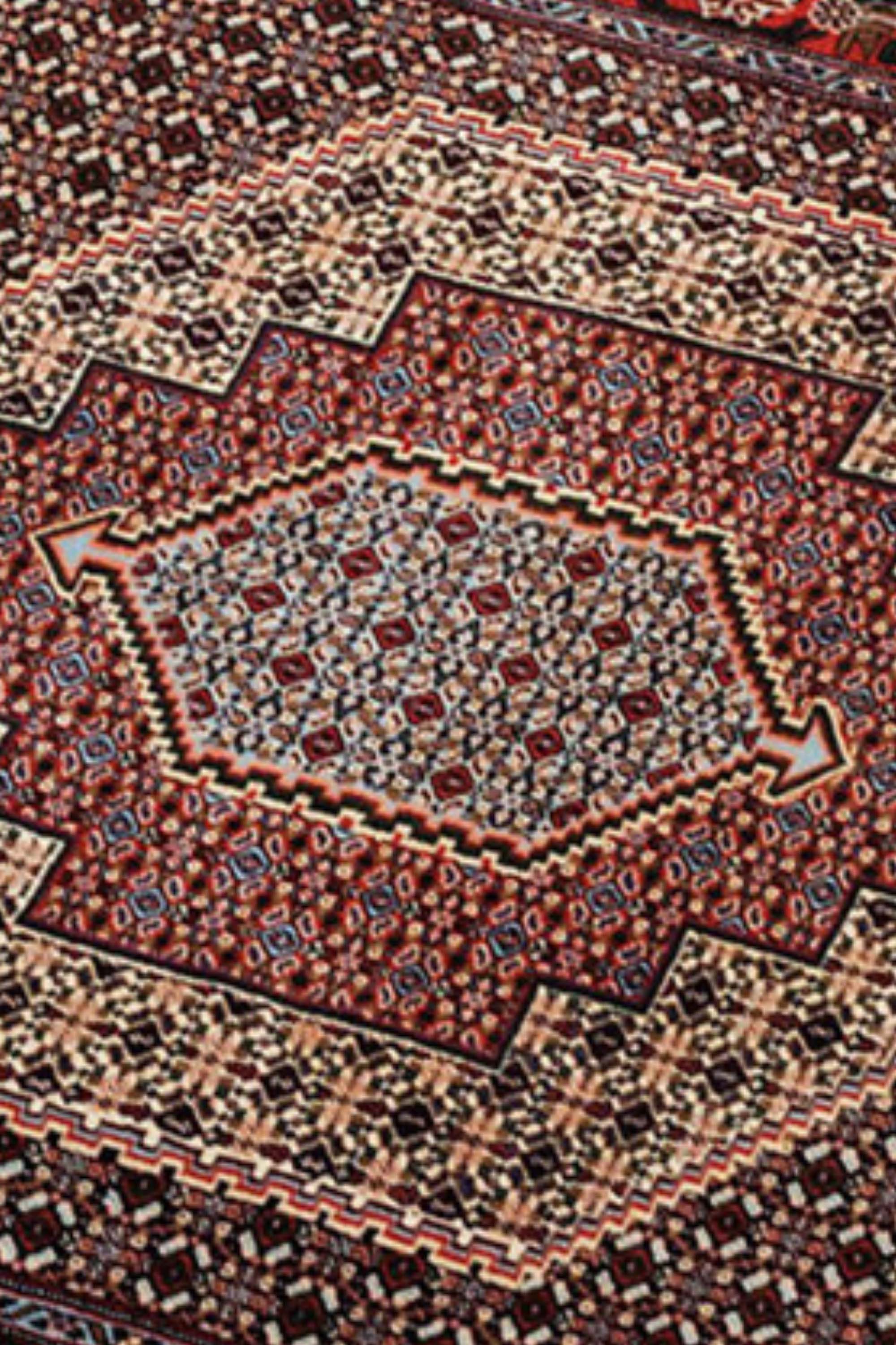 authentic persian rug with a traditional geometric design multicolour