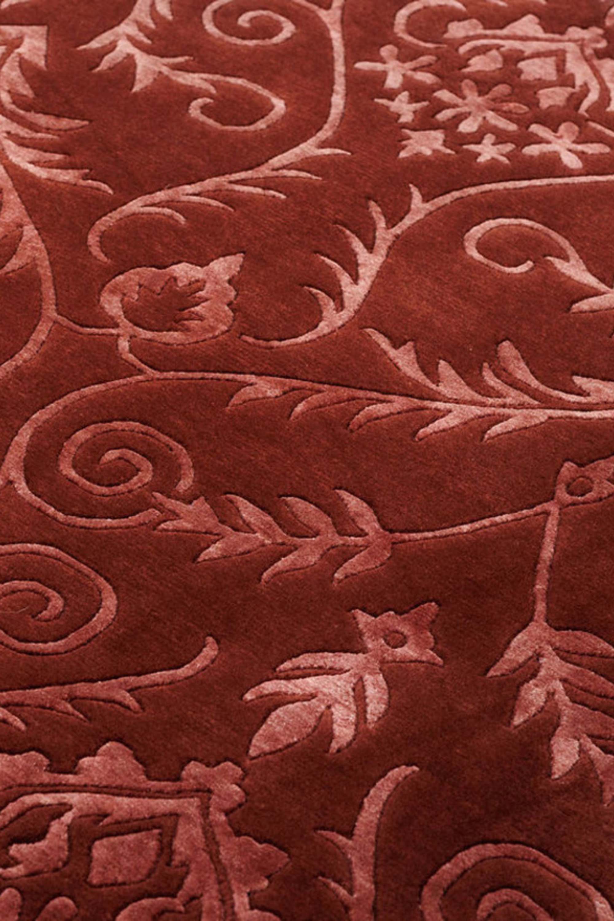 oriental rug in red geometric tribal design