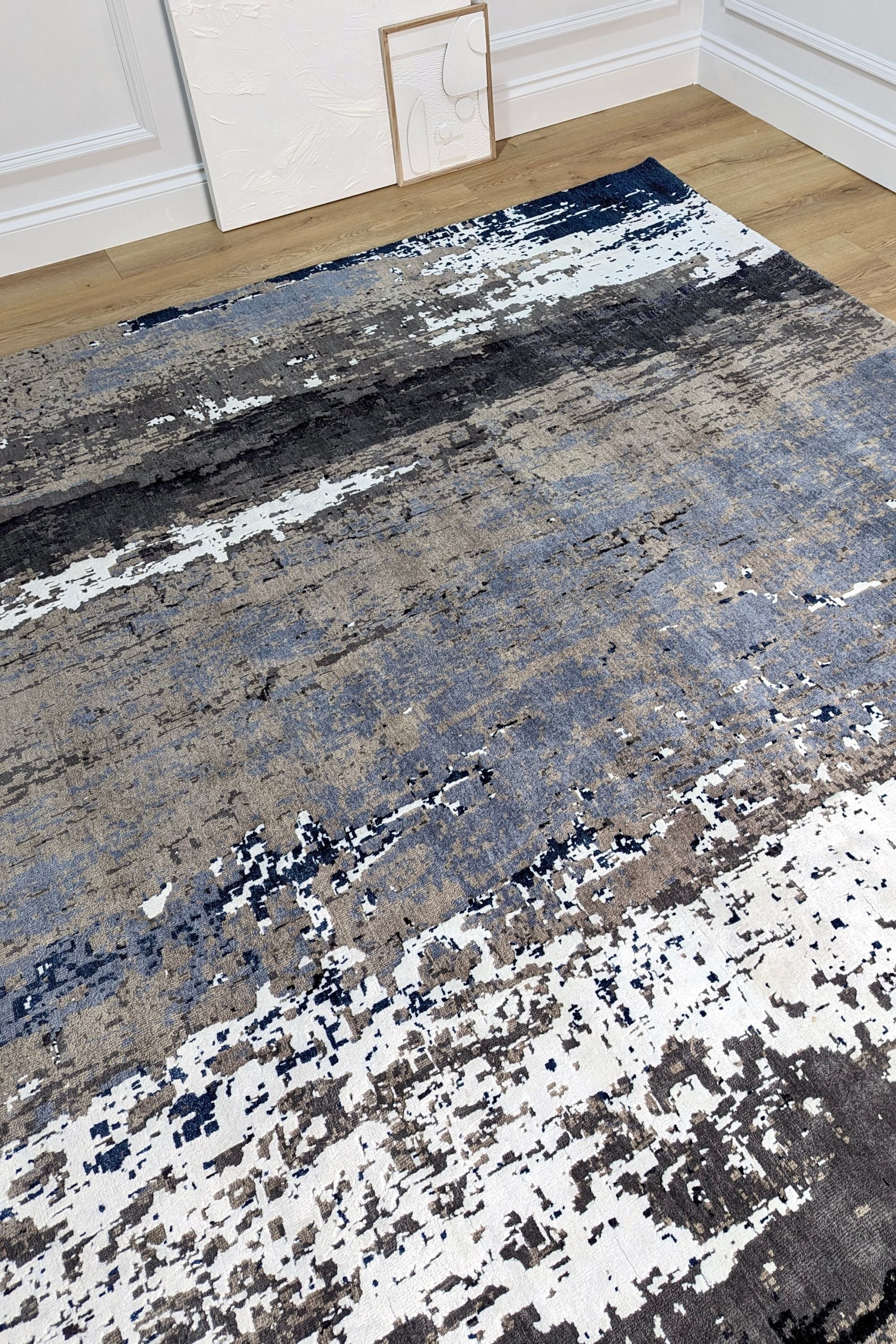 Thar Grey Blue Abstract Rug