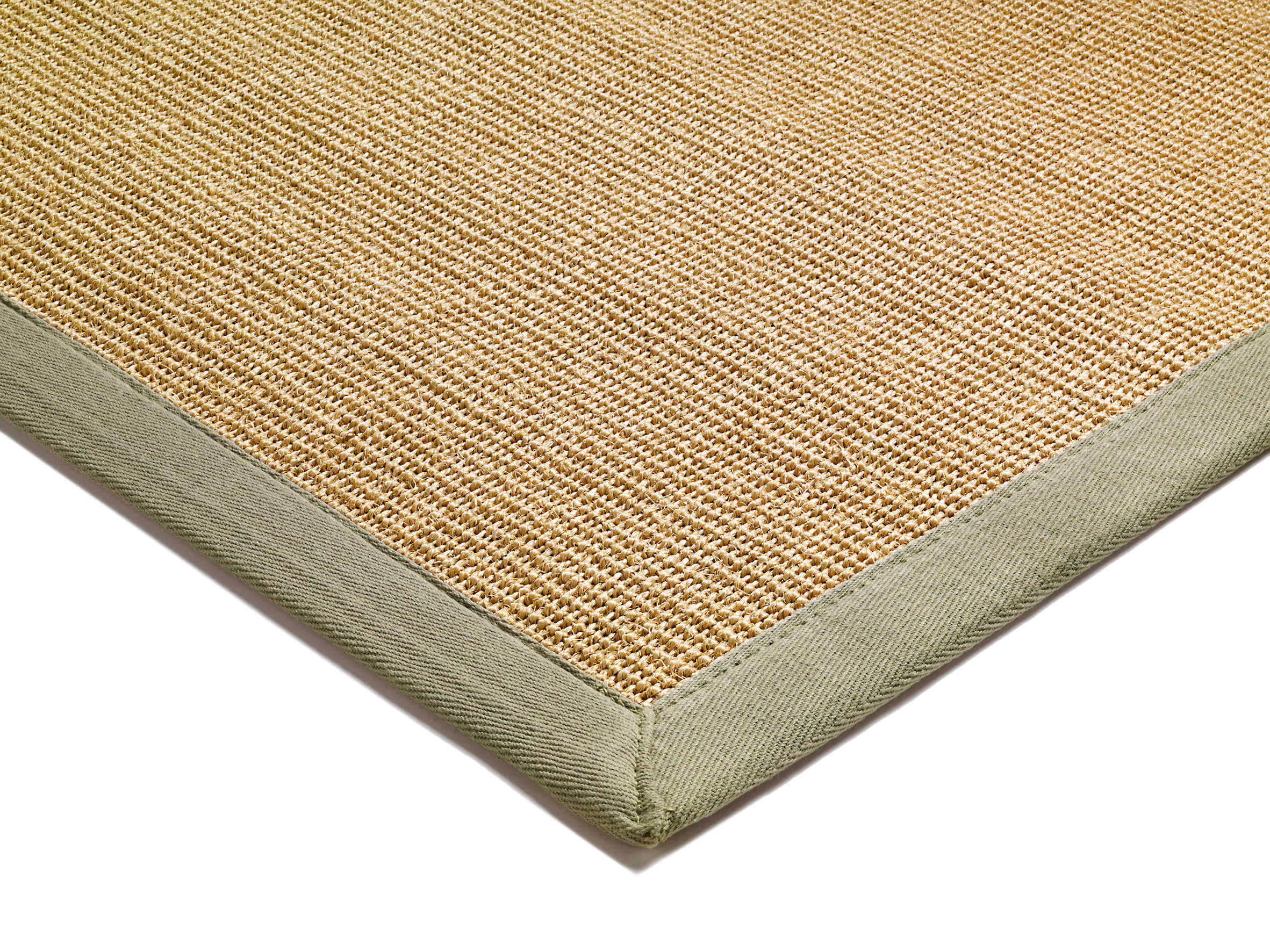 beige sisal rug with a sage green border