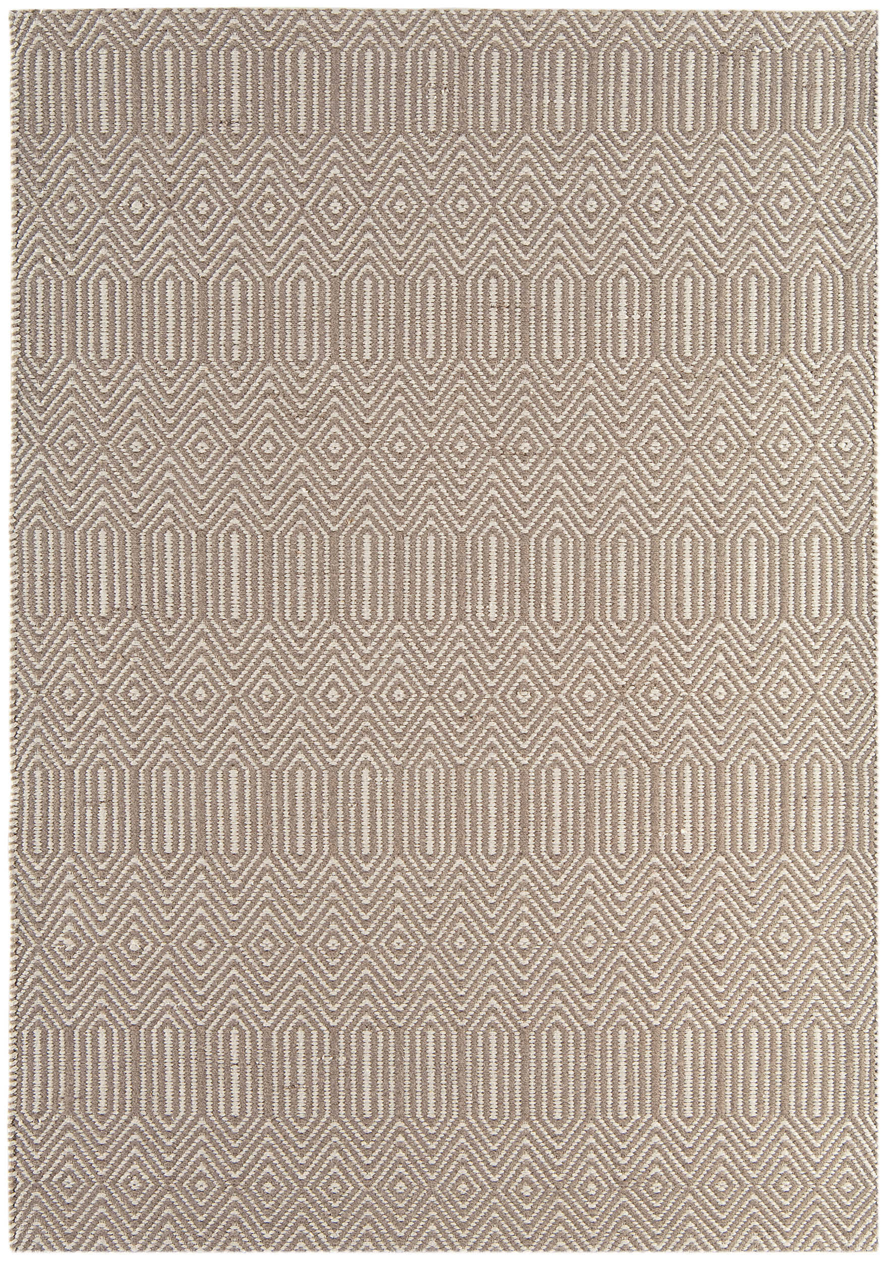 taupe and white rug with aztec chevron pattern