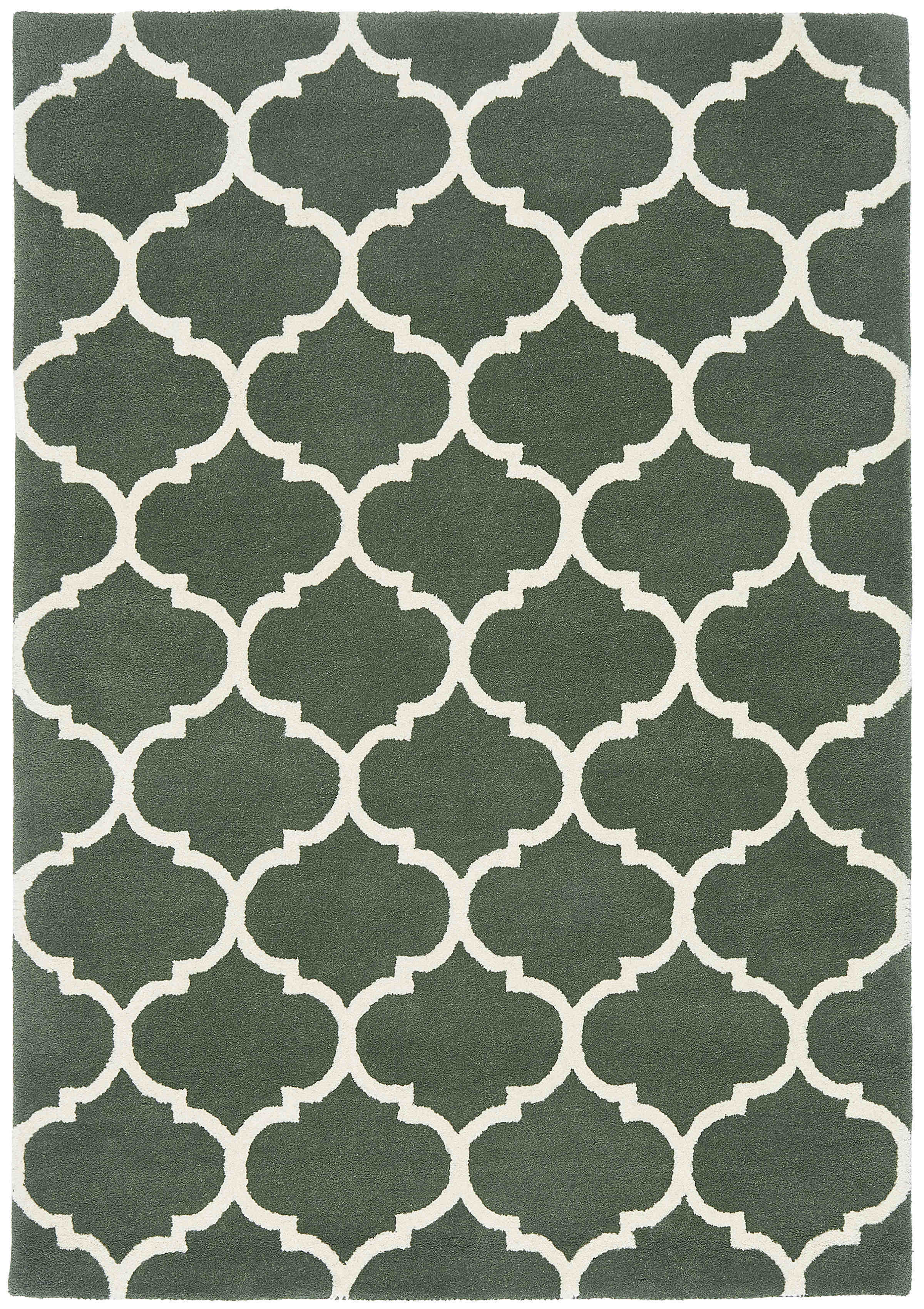 ogee green geometric rug with an ogee pattern