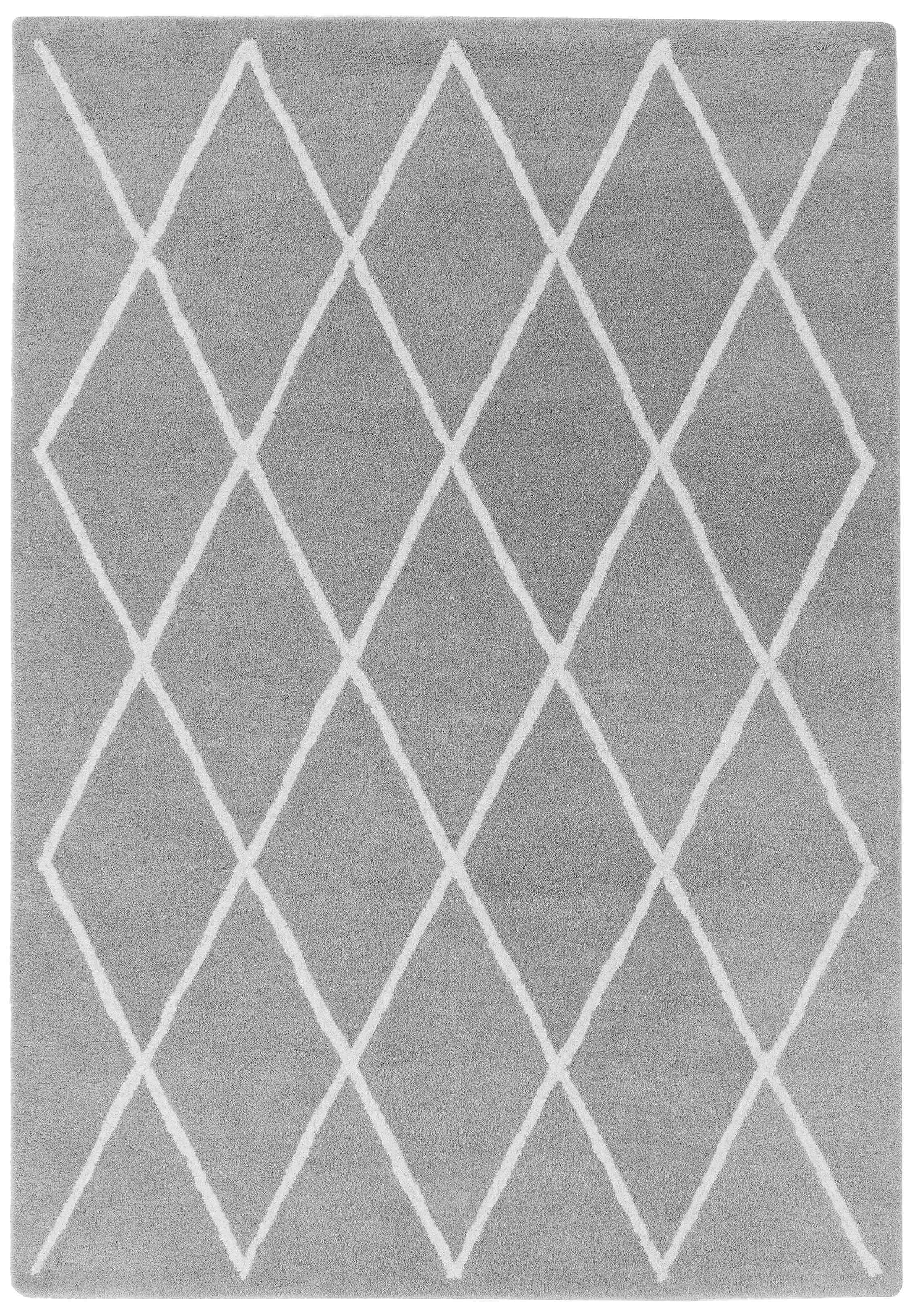 silver grey geometric rug with a moroccan berber design