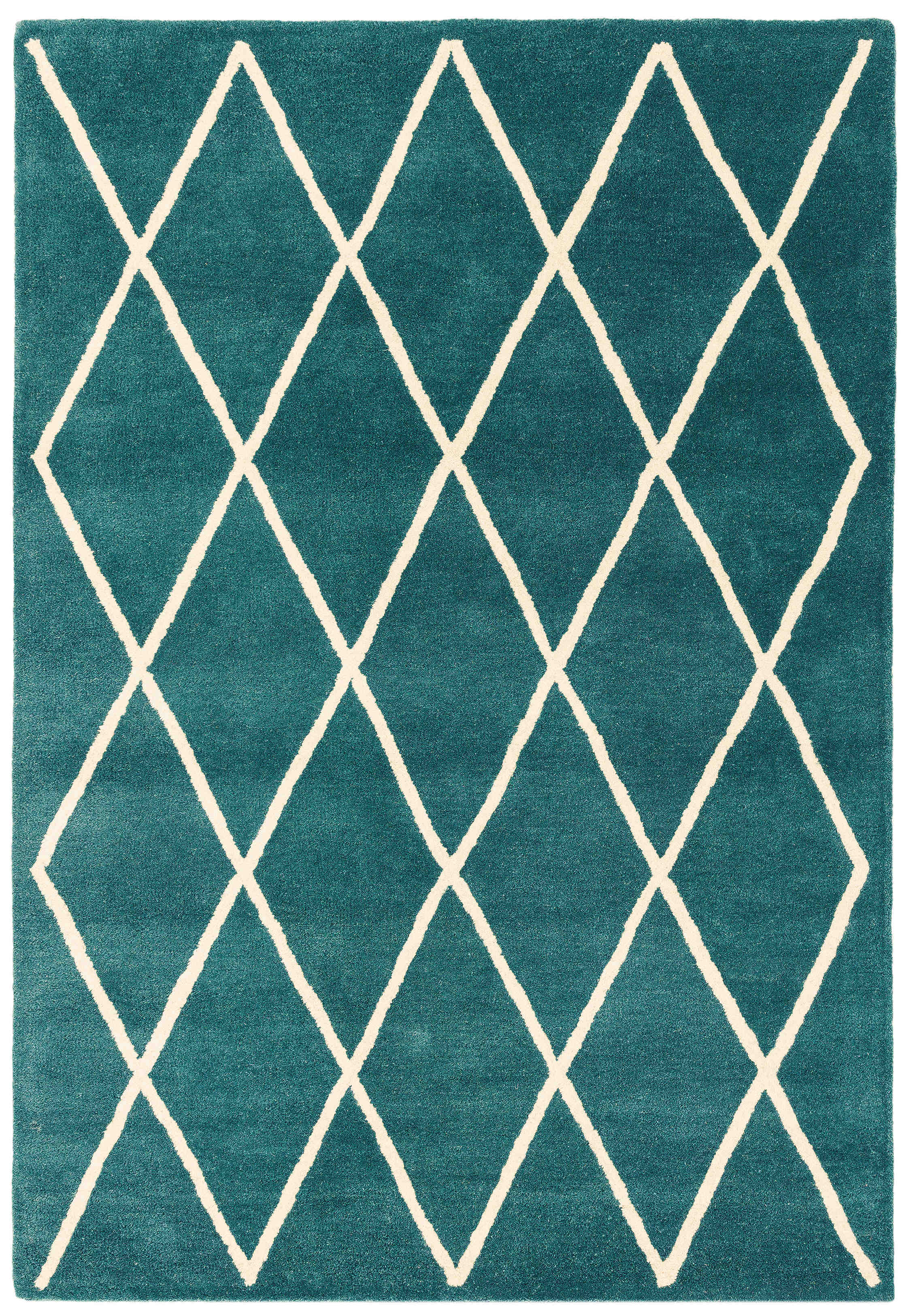 teal green geometric rug with a moroccan berber design
