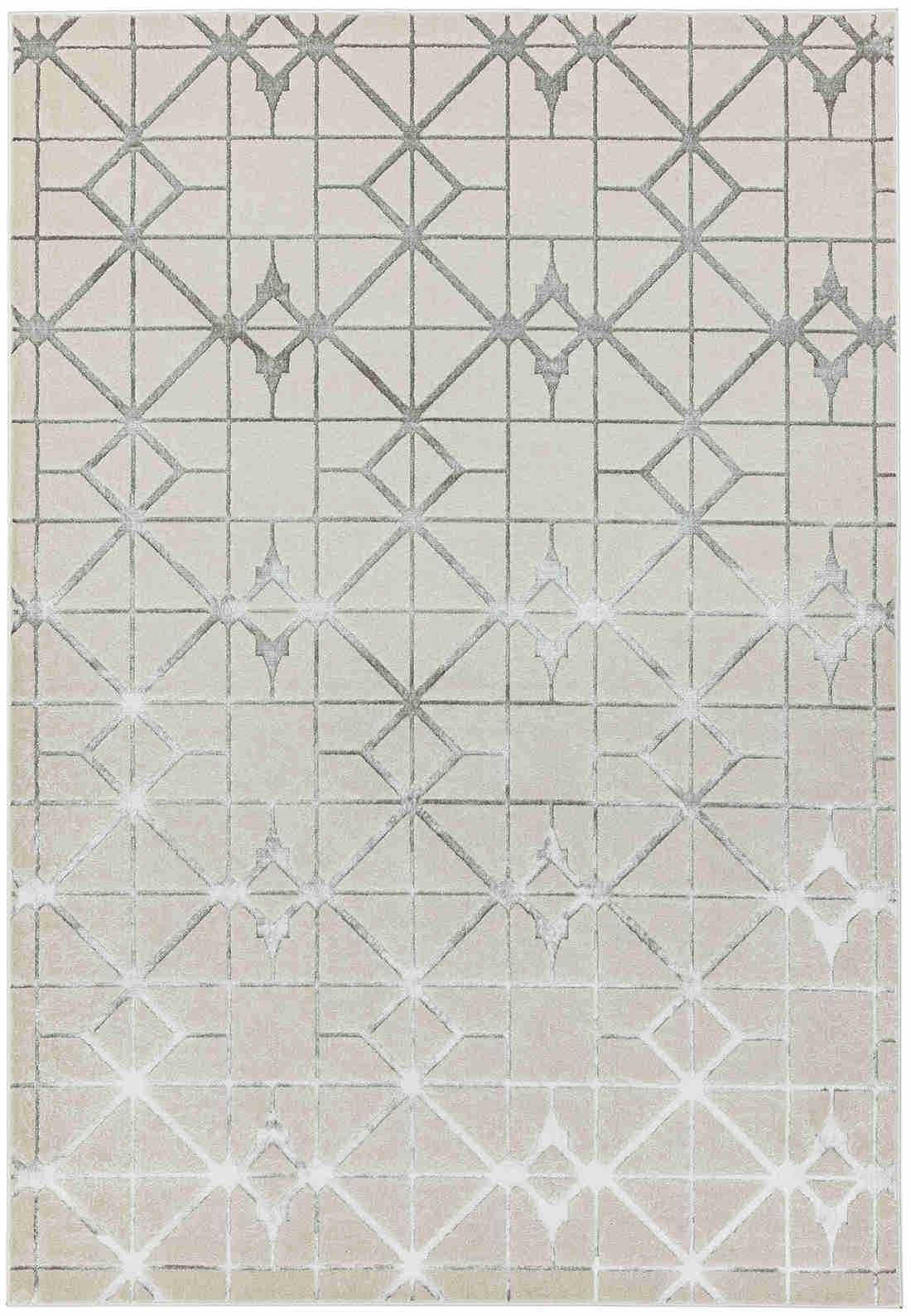 Cream rug with silver lattice design