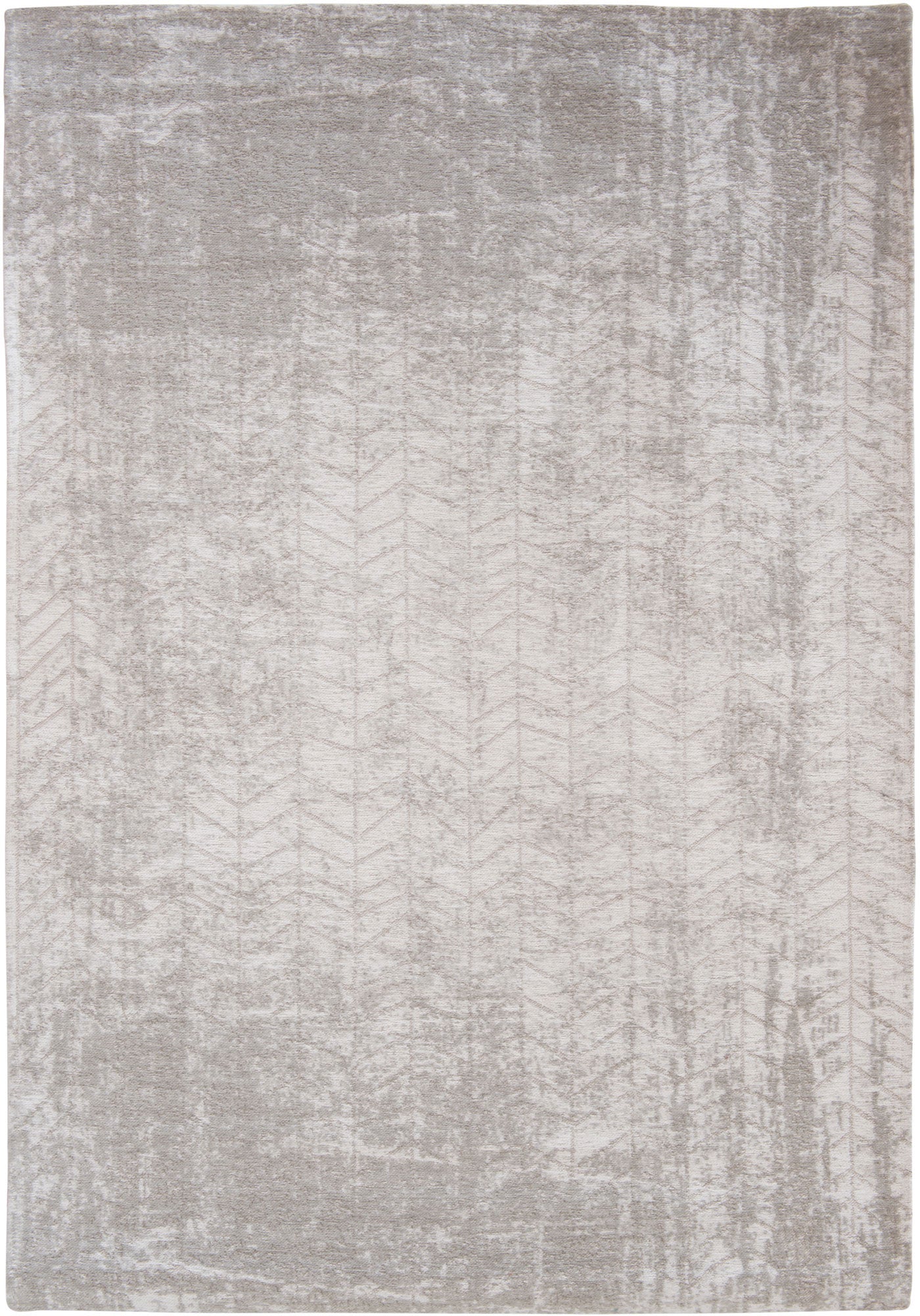 Ivory flatweave rug with faded grey chevron pattern
