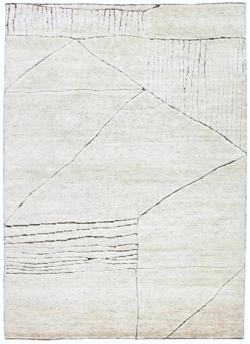 beige area rug with abstract design