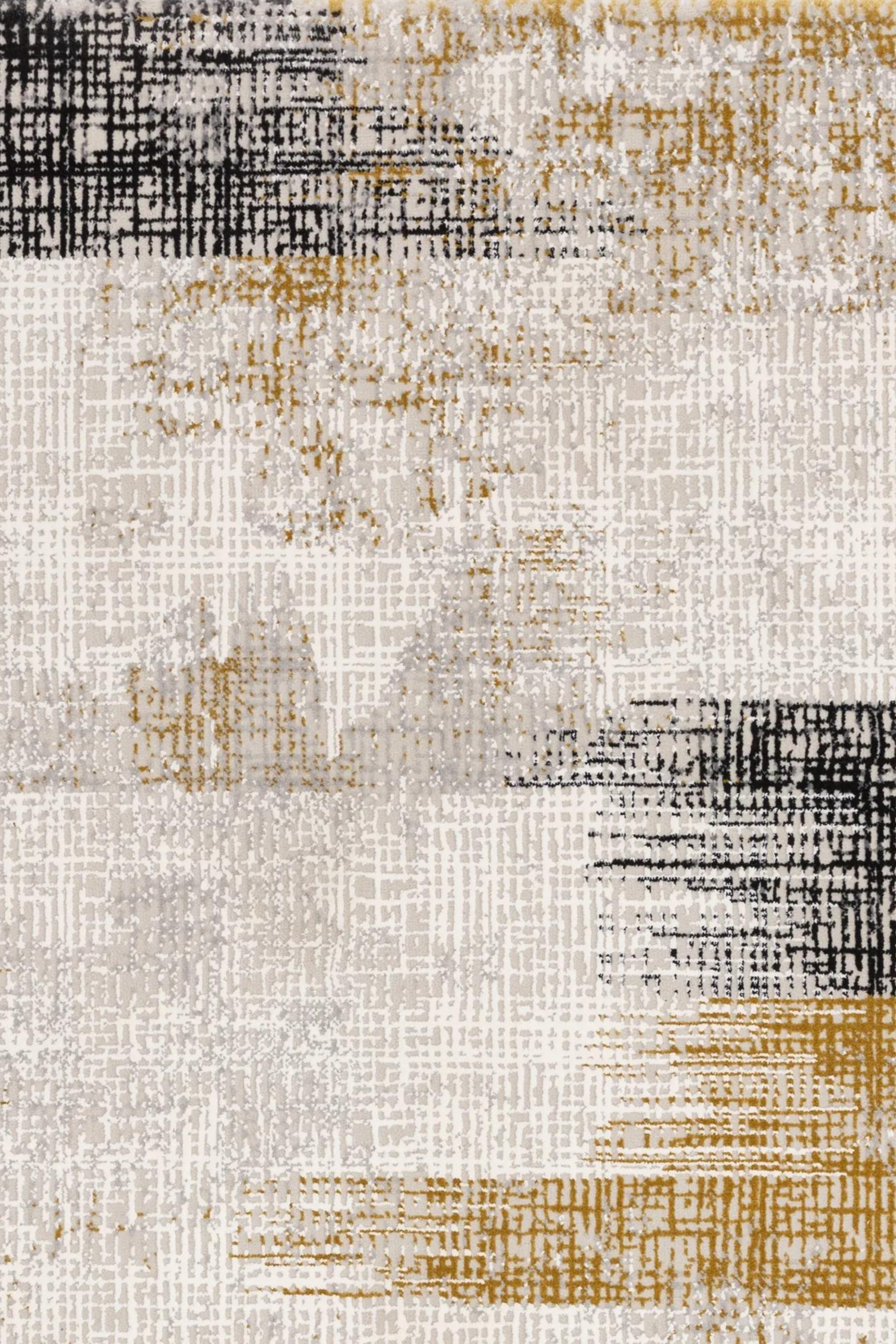 Modern flatweave rug with abstract gold design