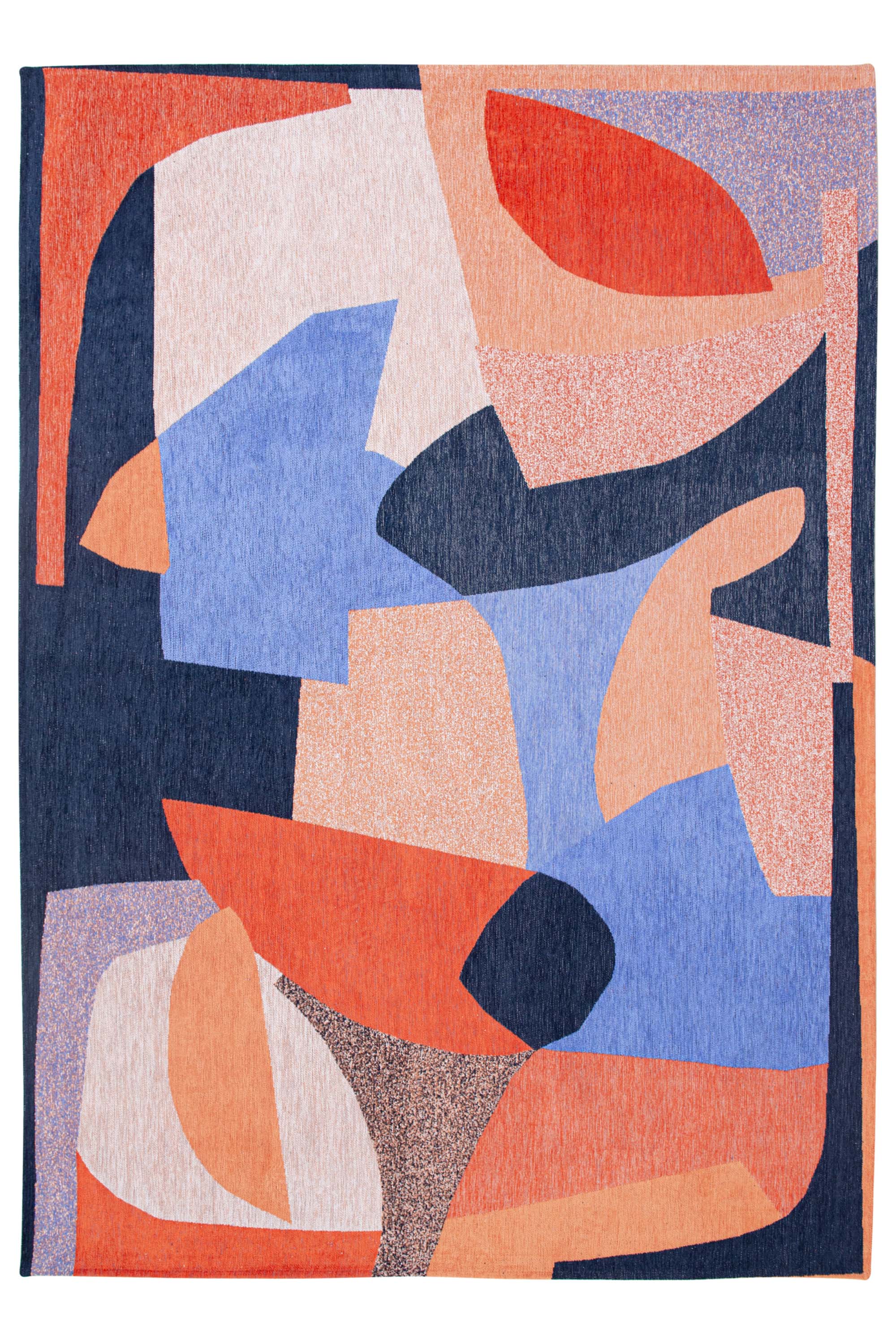 Modern rug with red and blue abstract pattern