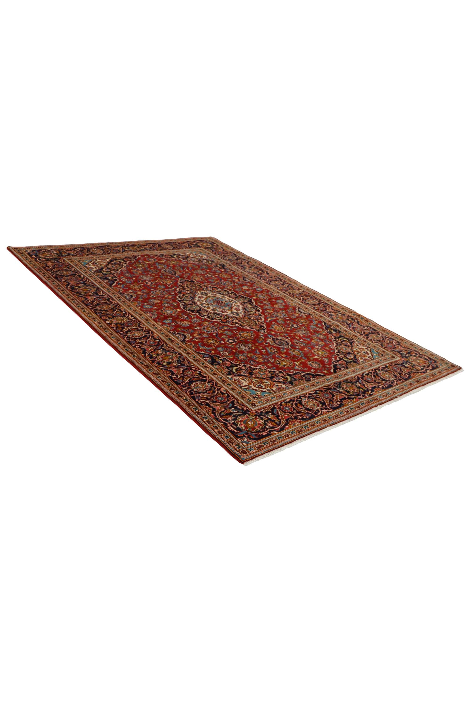 Traditional bordered multicolour Keshan rug