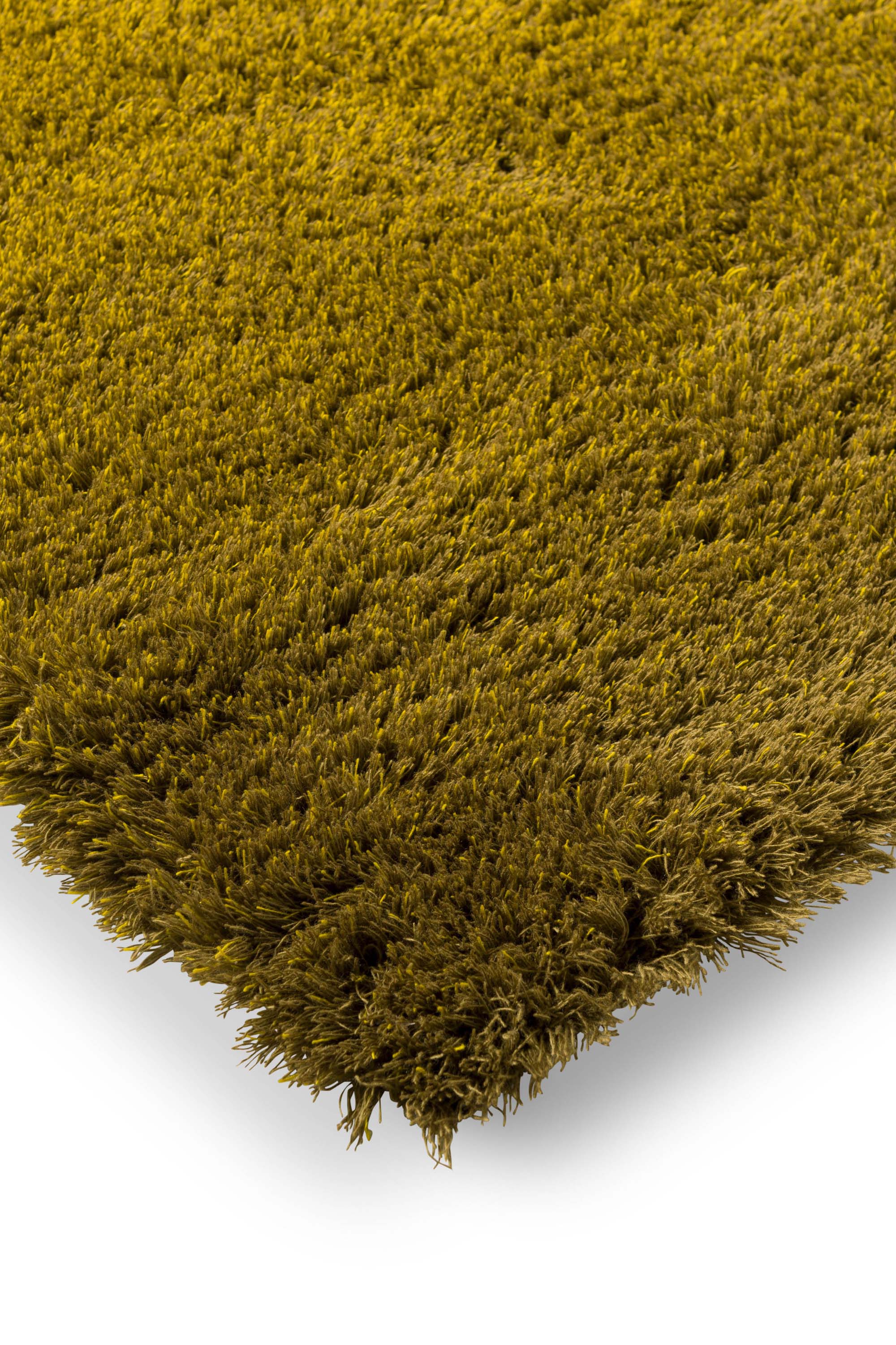 Plain yellow rug with shaggy pile