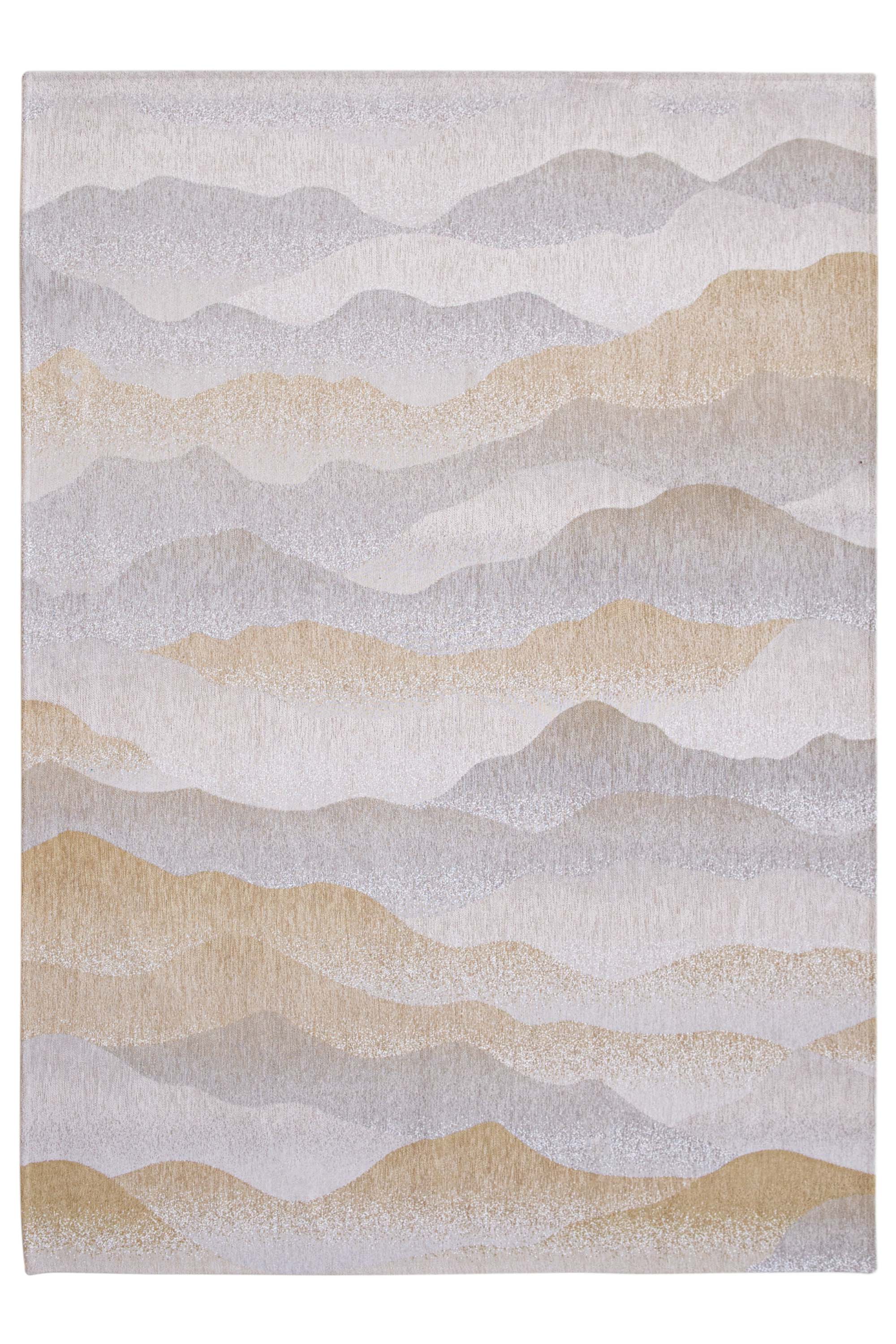 Modern rug with grey abstract mountain range pattern
