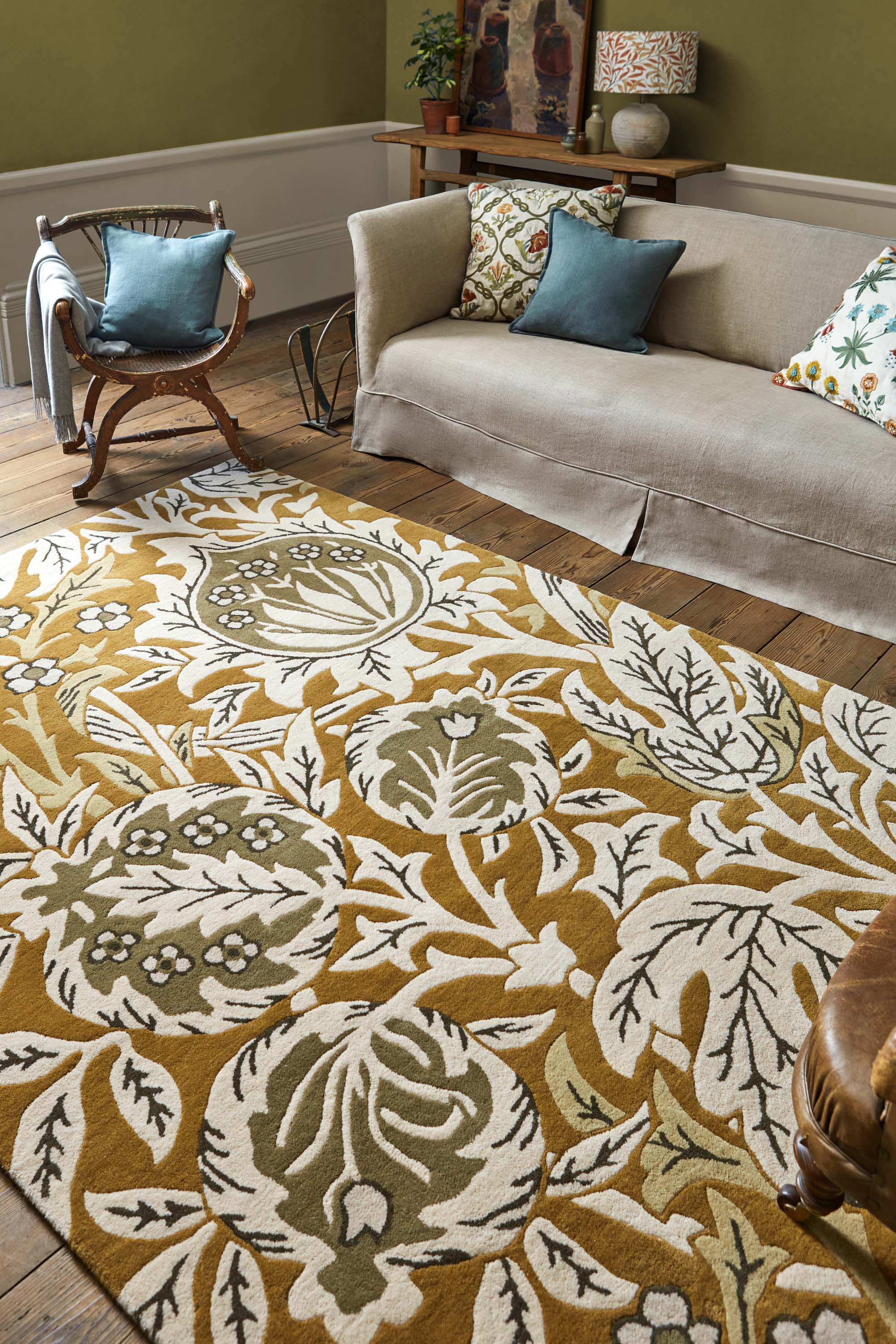 Yellow floral abstract rug
