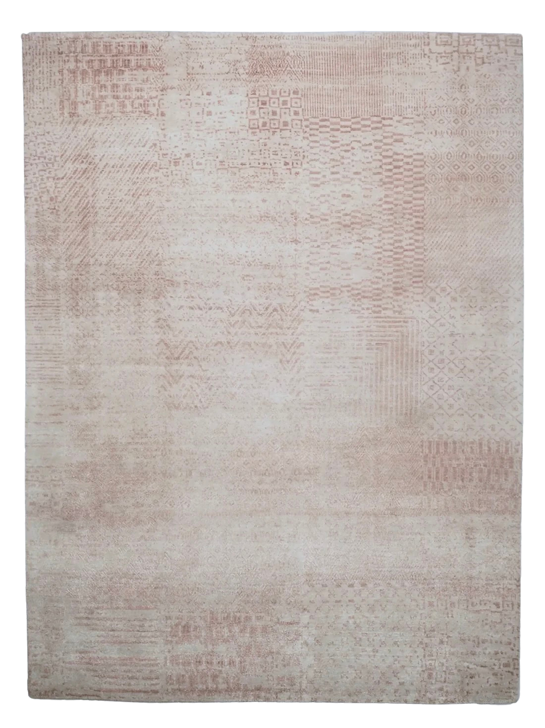 Pink and beige abstract area rug