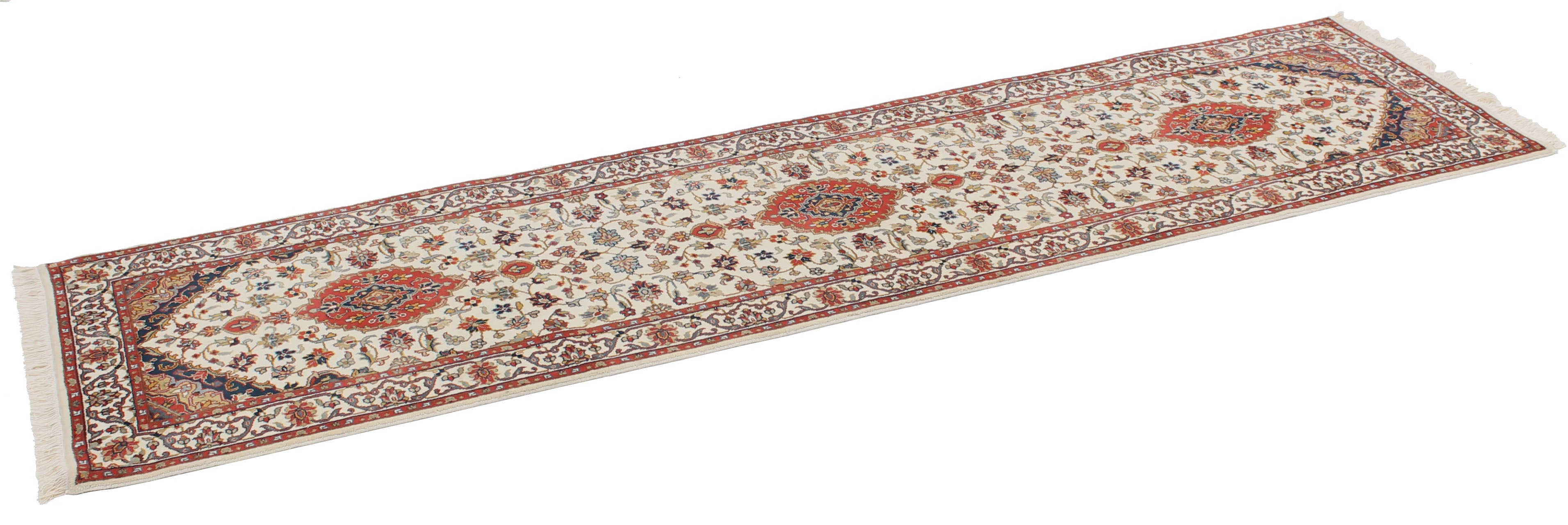 oriental runner with traditional floral design in beige