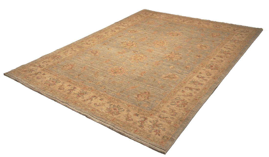 Authentic oriental rug with delicate floral pattern in beige