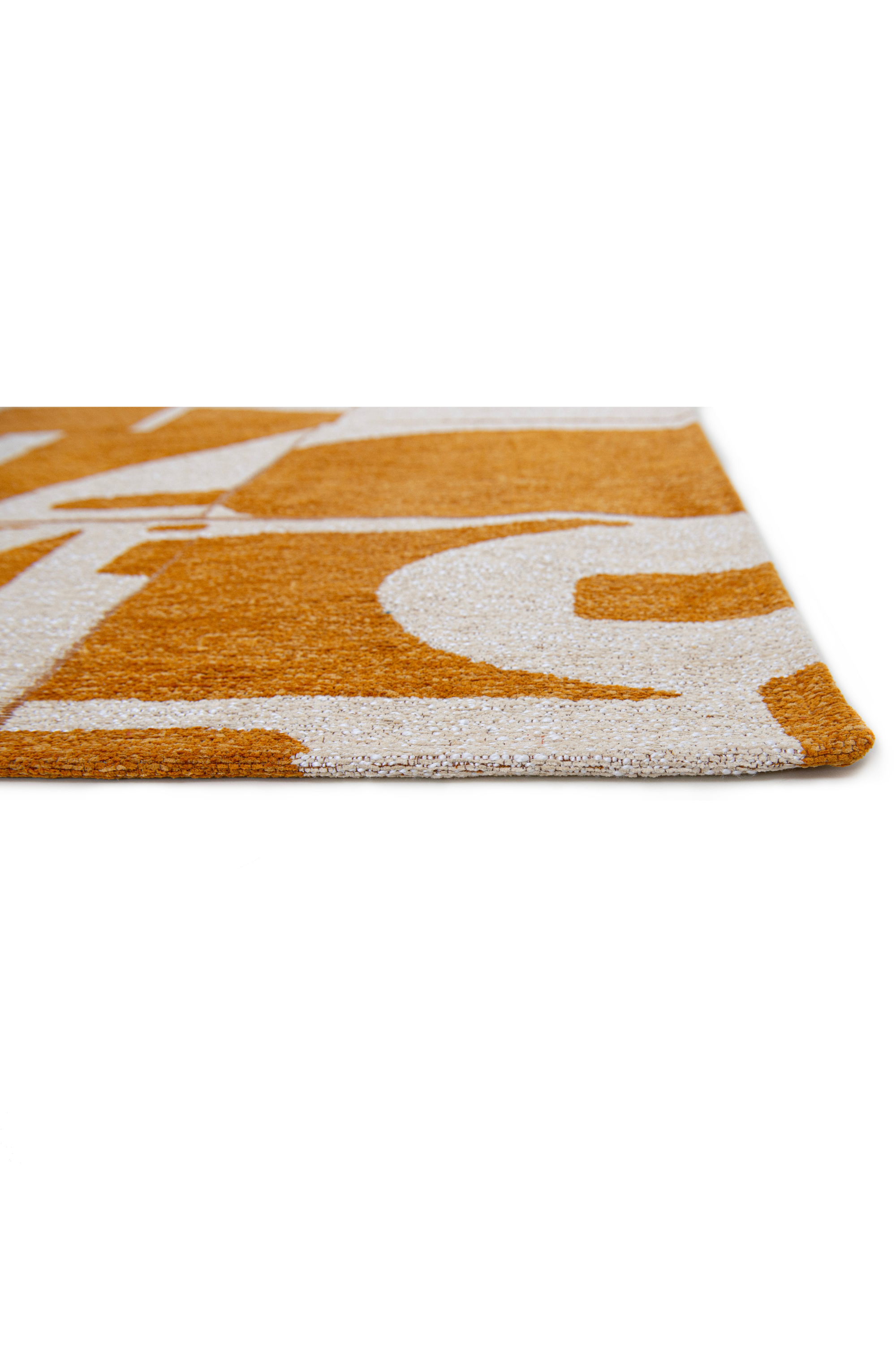 Modern abstract rug with yellow patchwork pattern