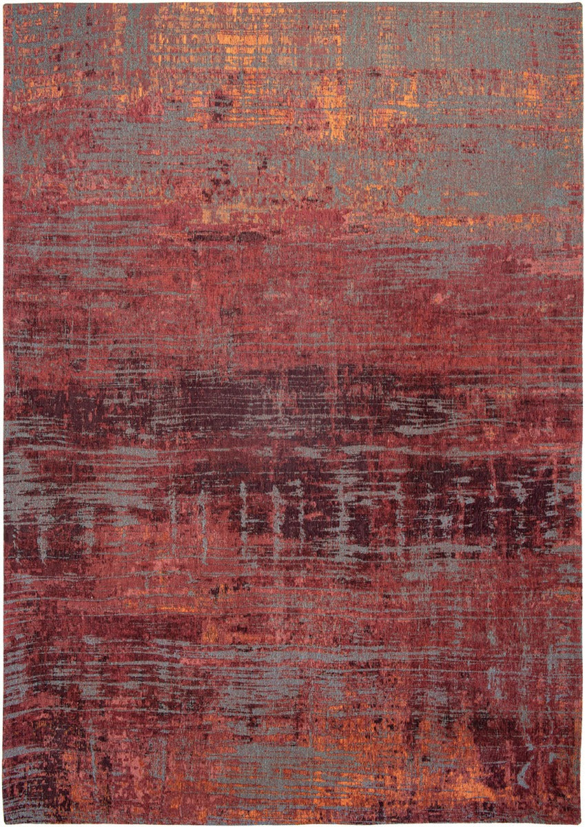 red, orange and blue abstract rug