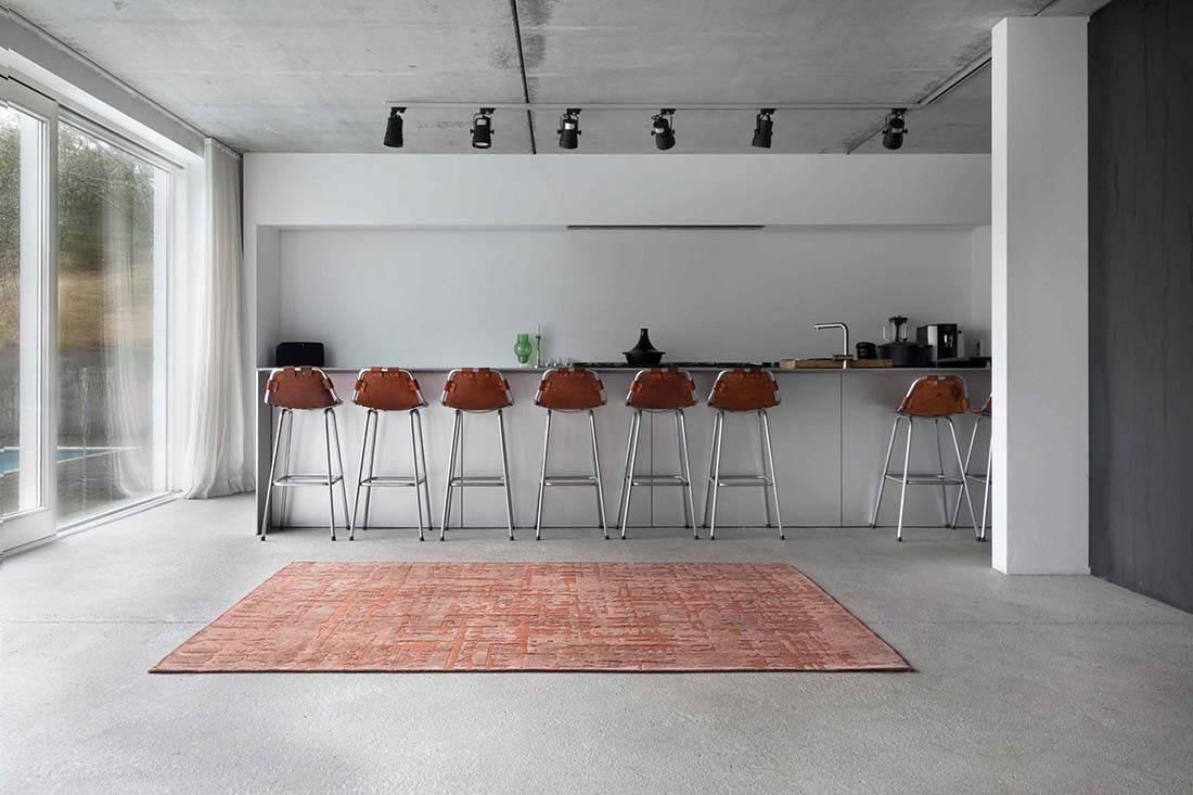 copper flatweave area rug with subtle