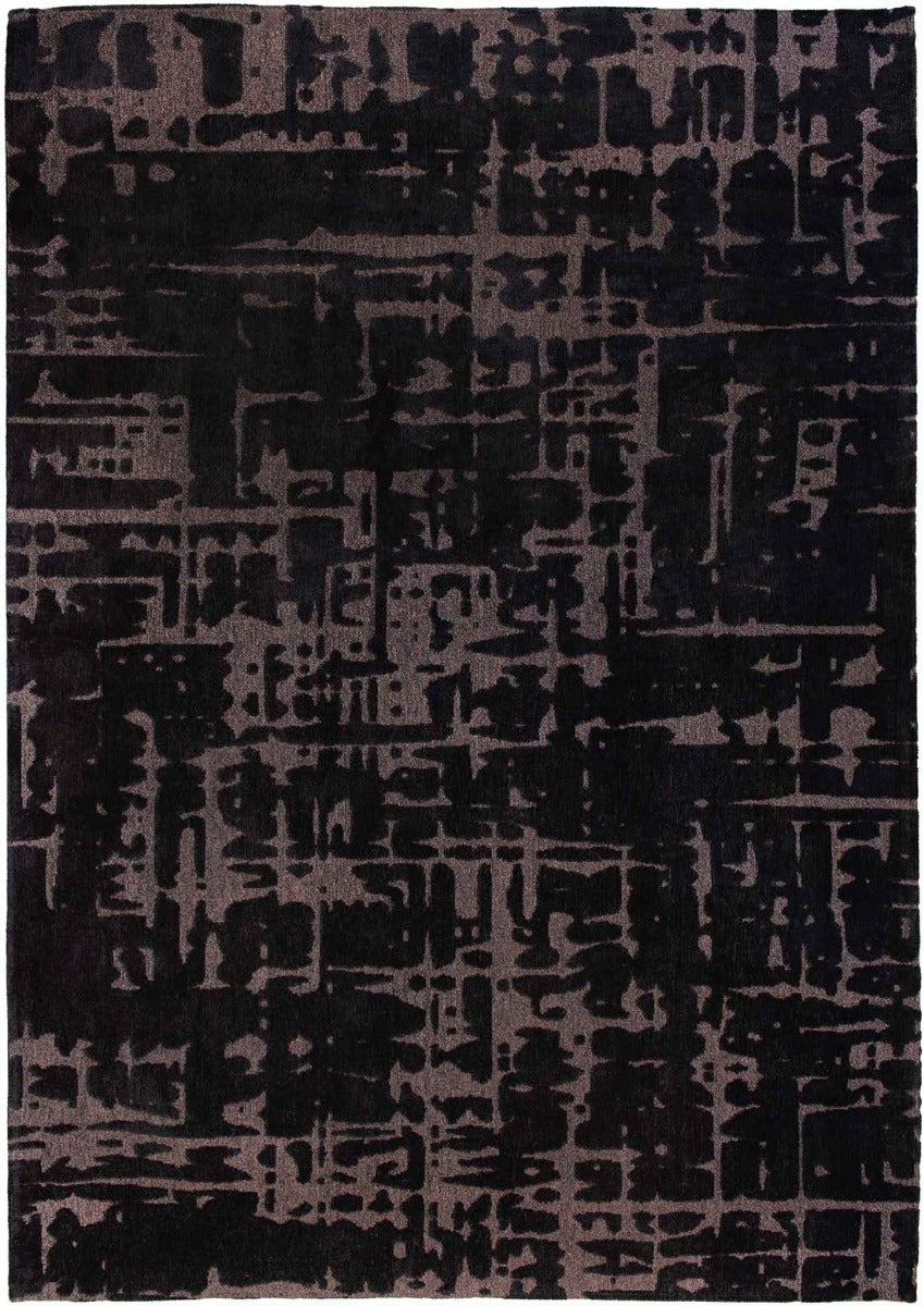 black flatweave area rug with subtle, organic pattern
