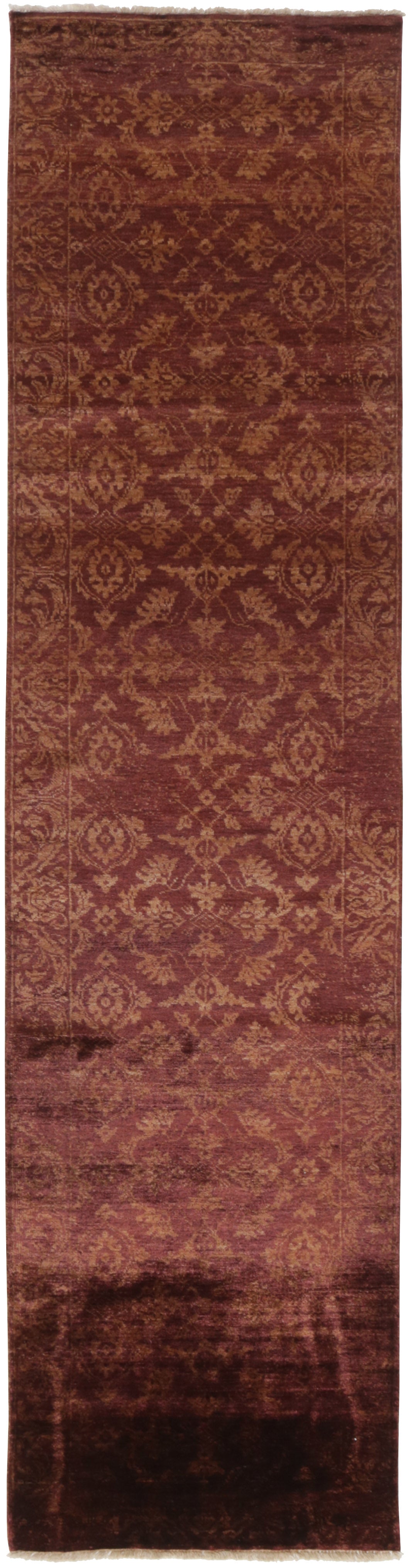Authentic Oriental rug with traditional geometric and floral design in red, grey, black and beige.