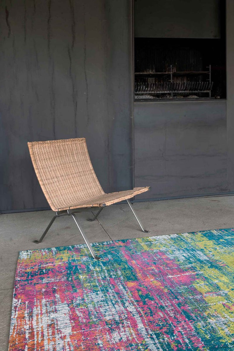 multicolour flatweave rug with modern abstract design
