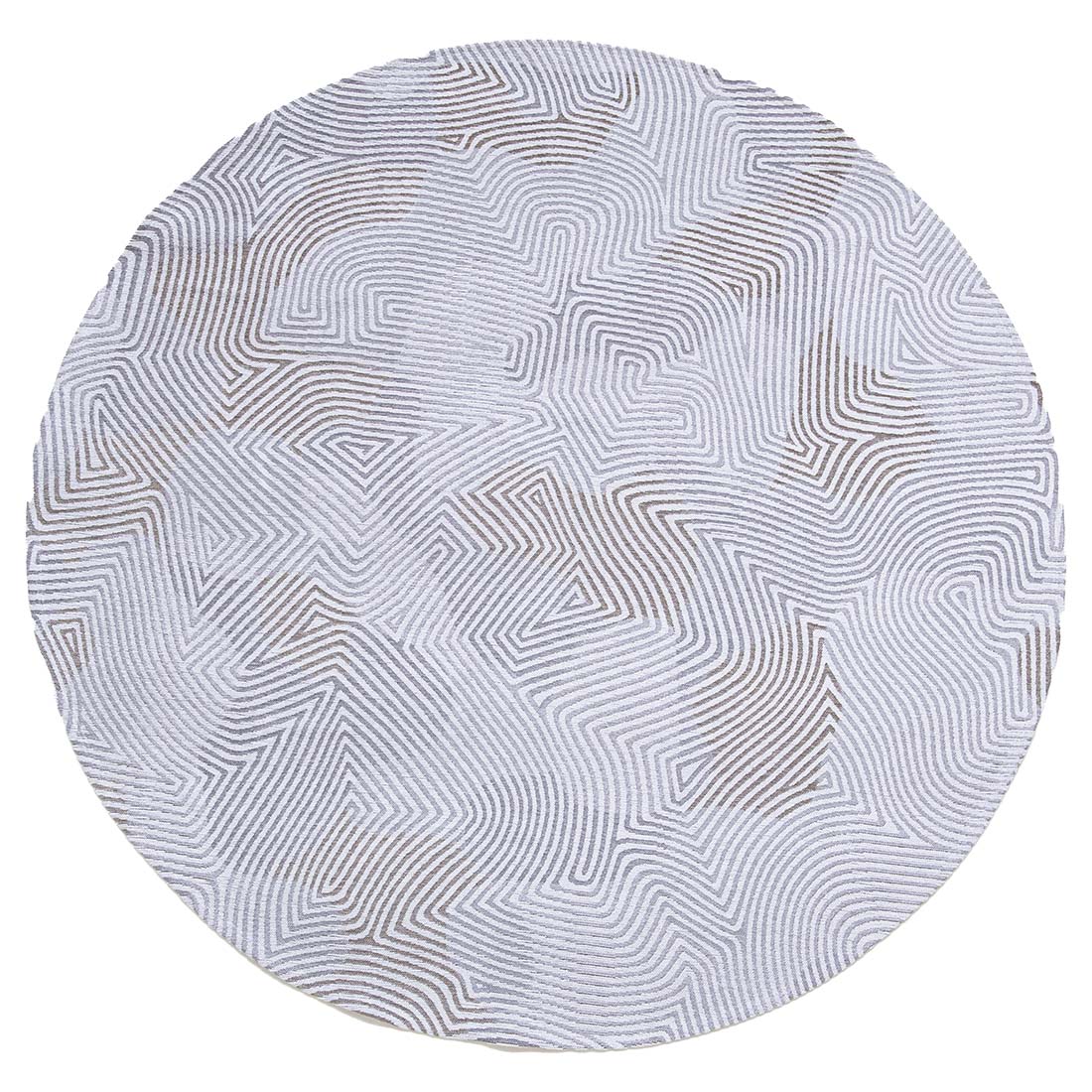 cream flatweave circle rug with organic, textured pattern
