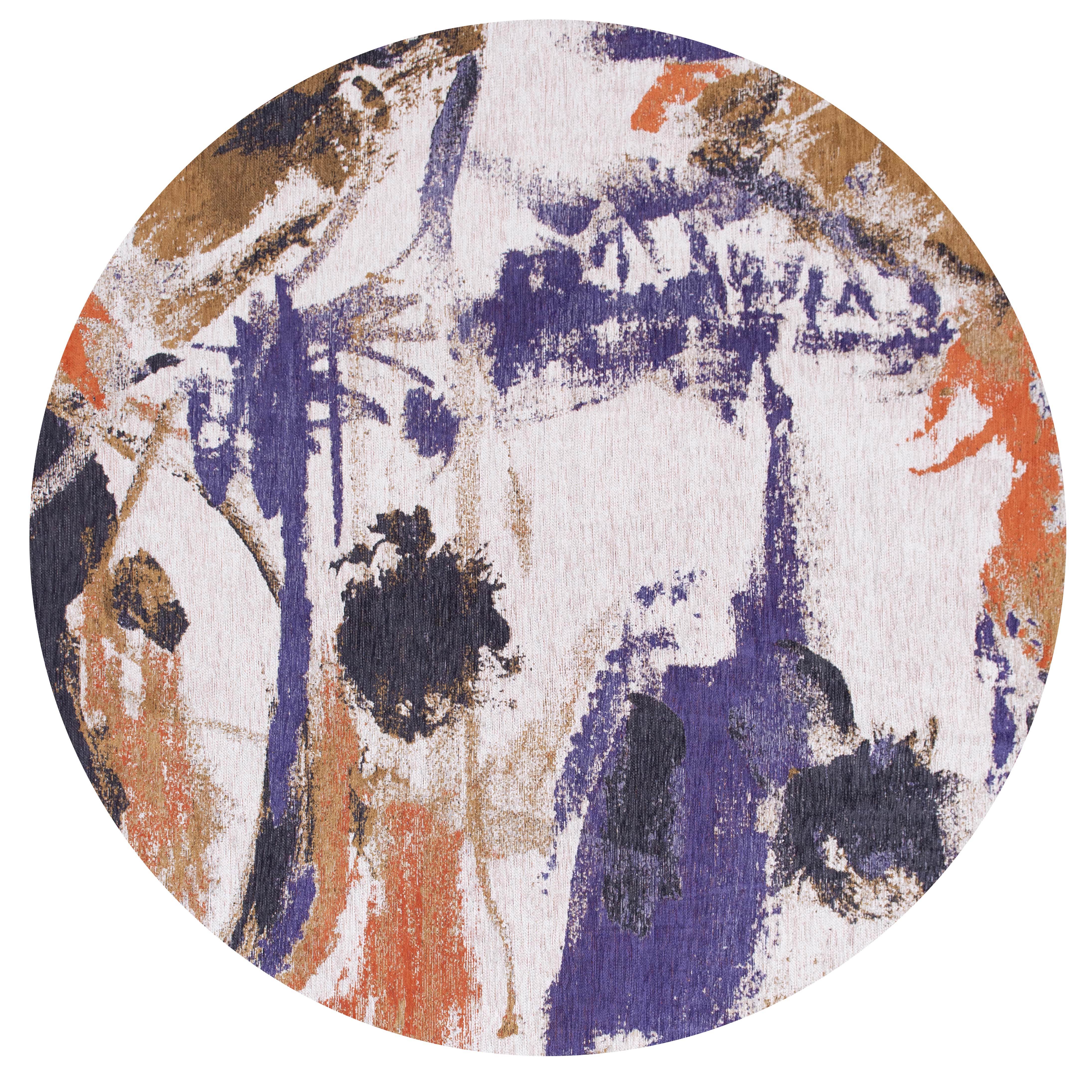 Modern circle rug with multicolour abstract pattern