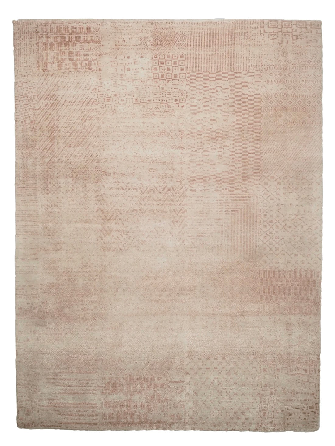 Pink and beige abstract area rug