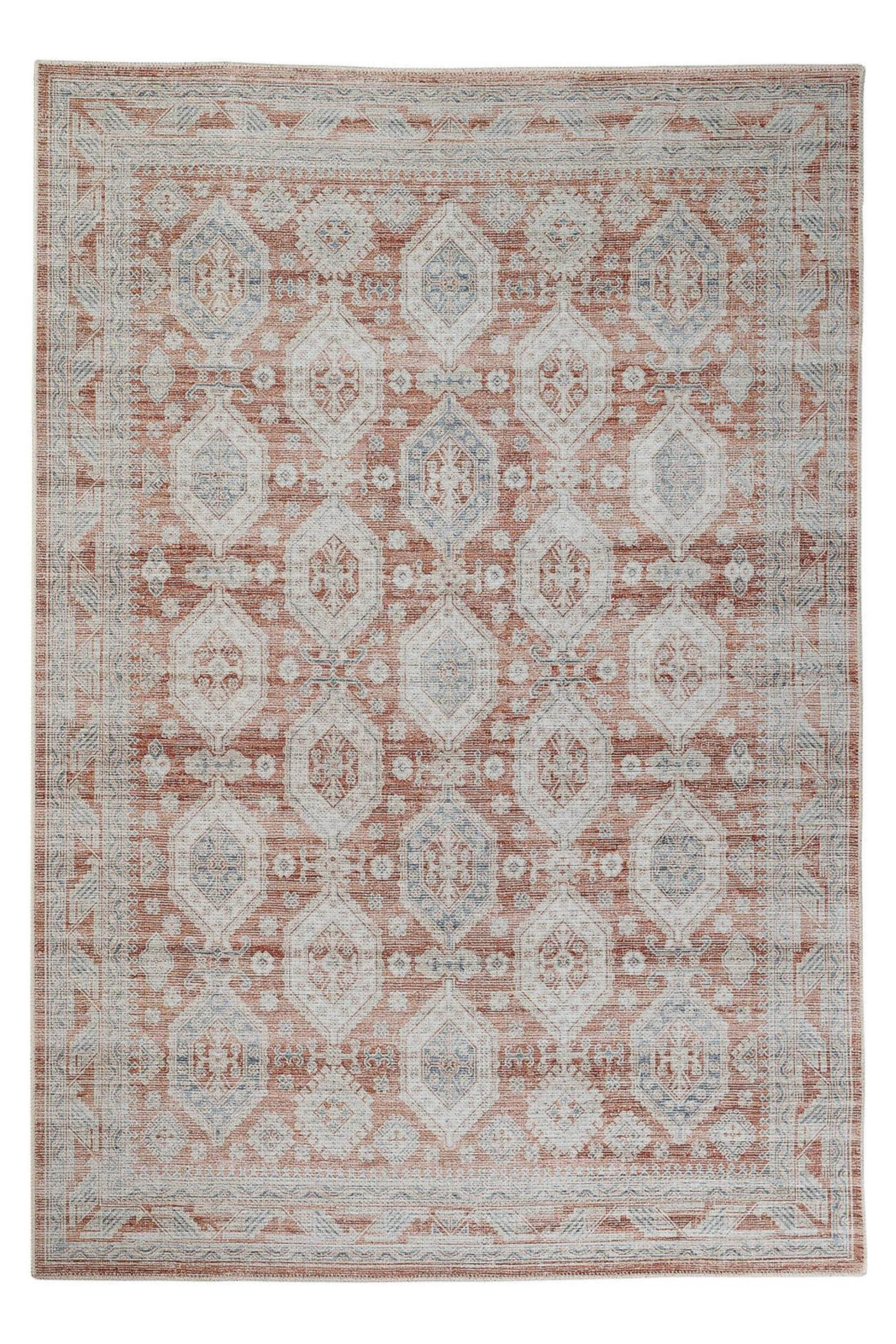 Bordered red vintage style rug