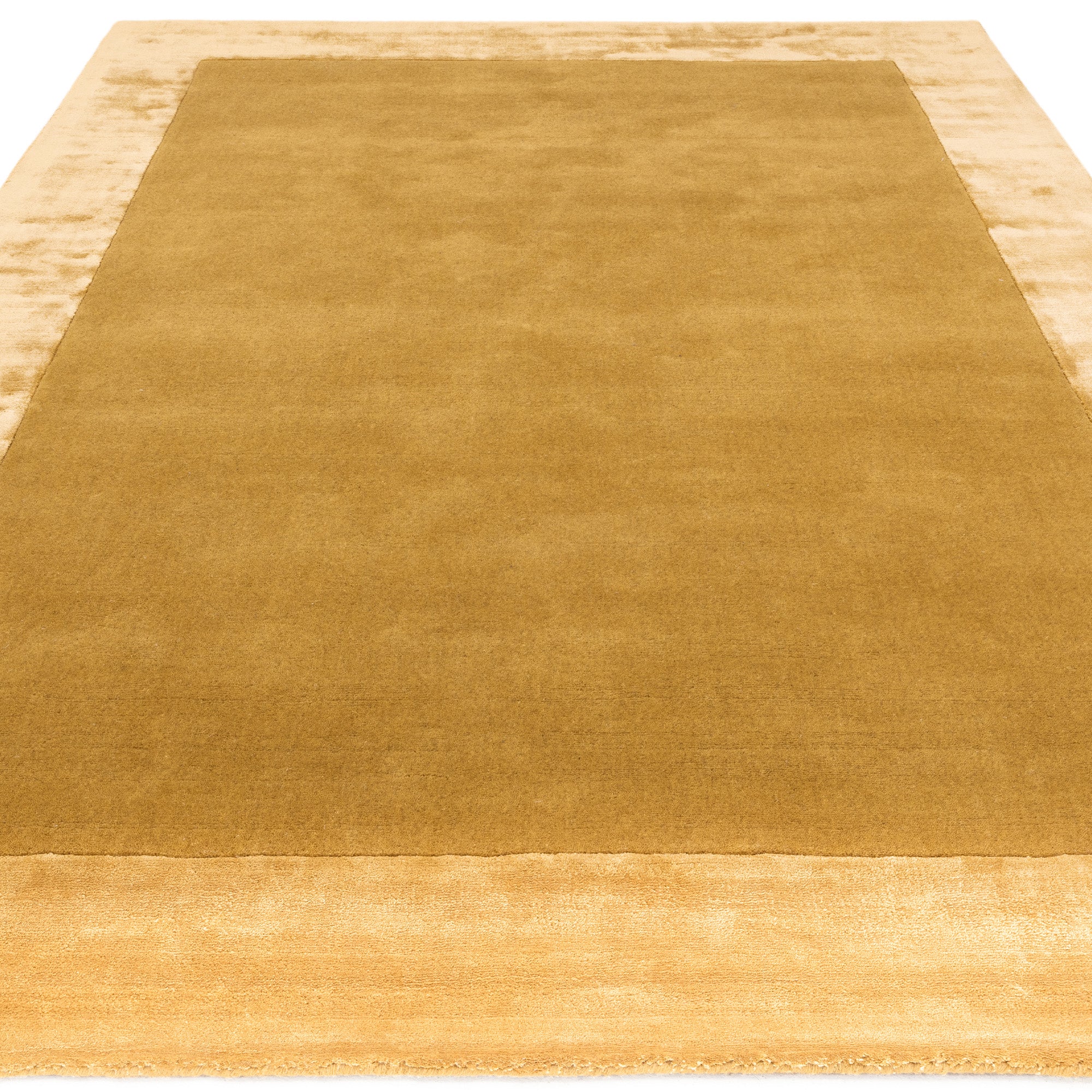 Gold wool and viscose rug with a border design